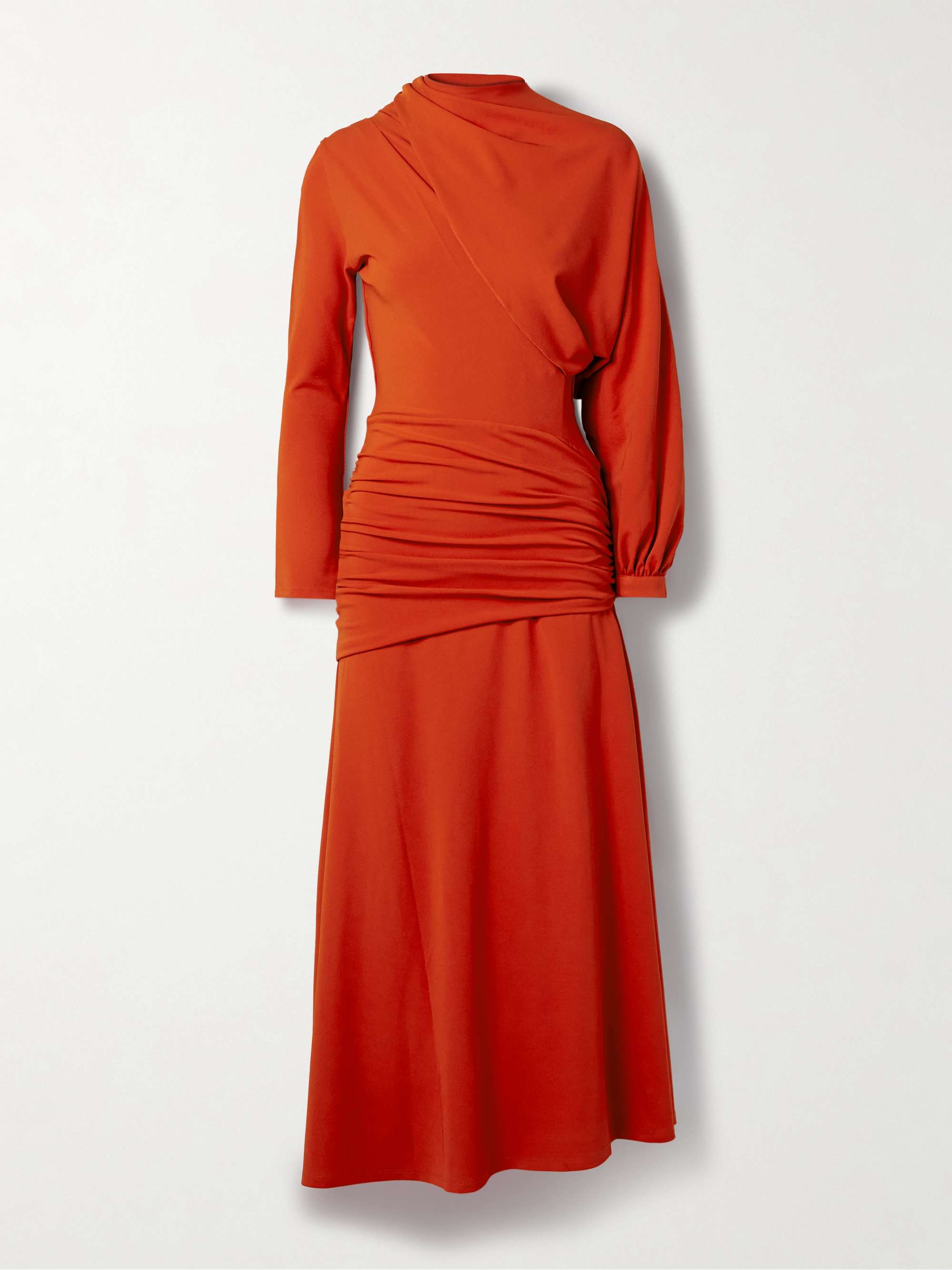 Inspiring Hearts convertible one-sleeve gathered stretch-jersey maxi dress view