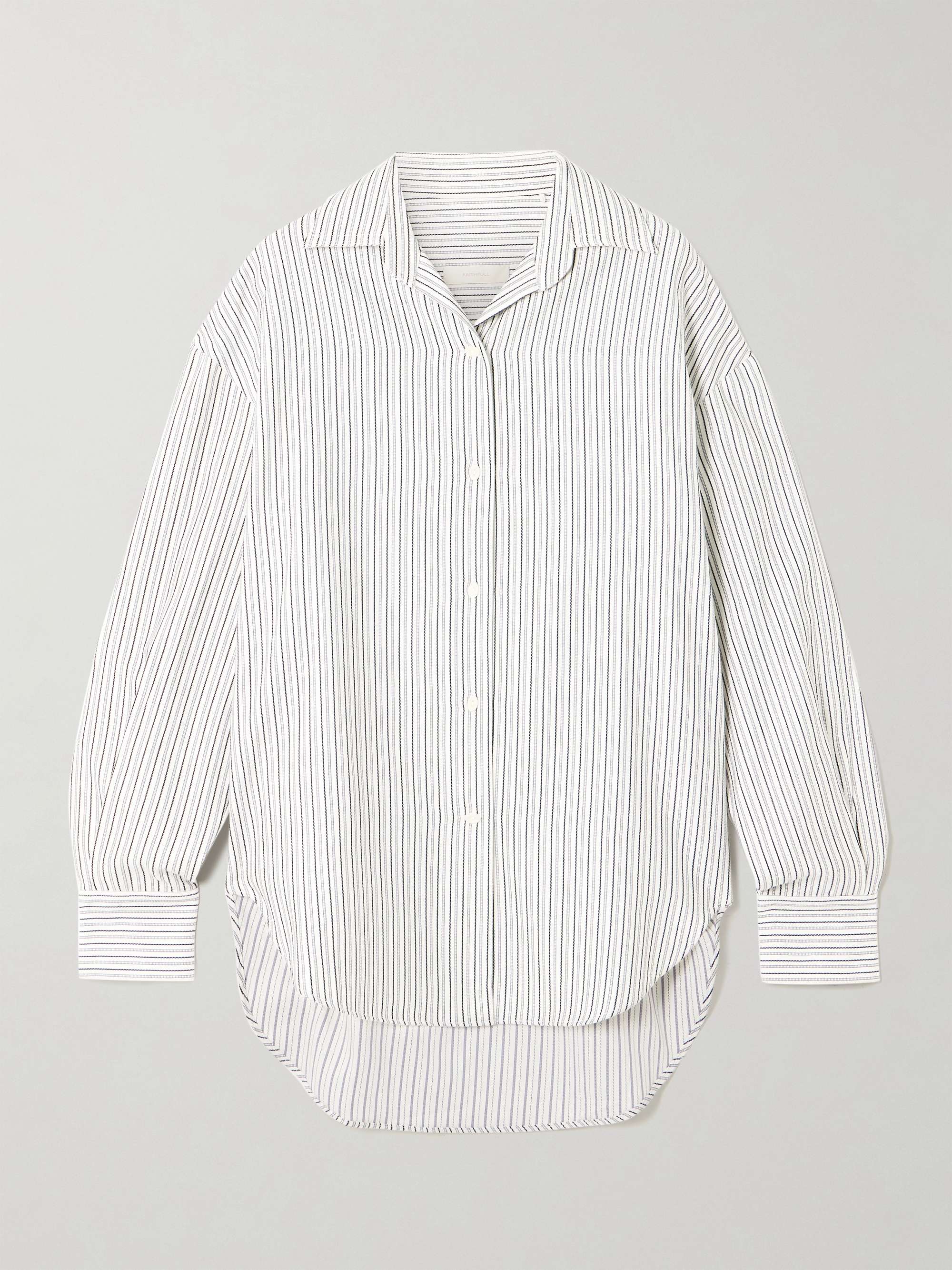 En Vau embroidered striped cotton-blend shirt view