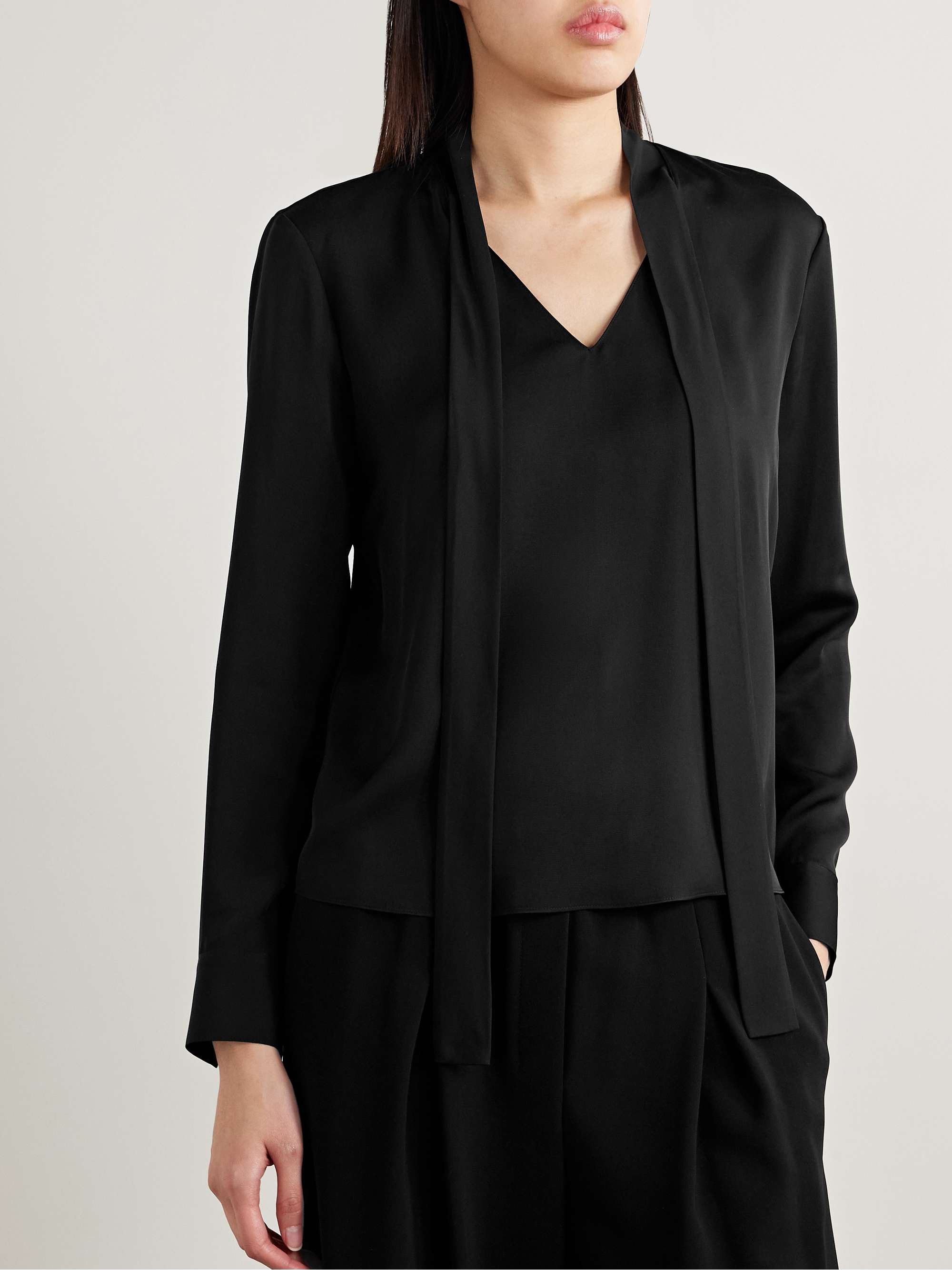 Tie-neck silk crepe de chine blouse view