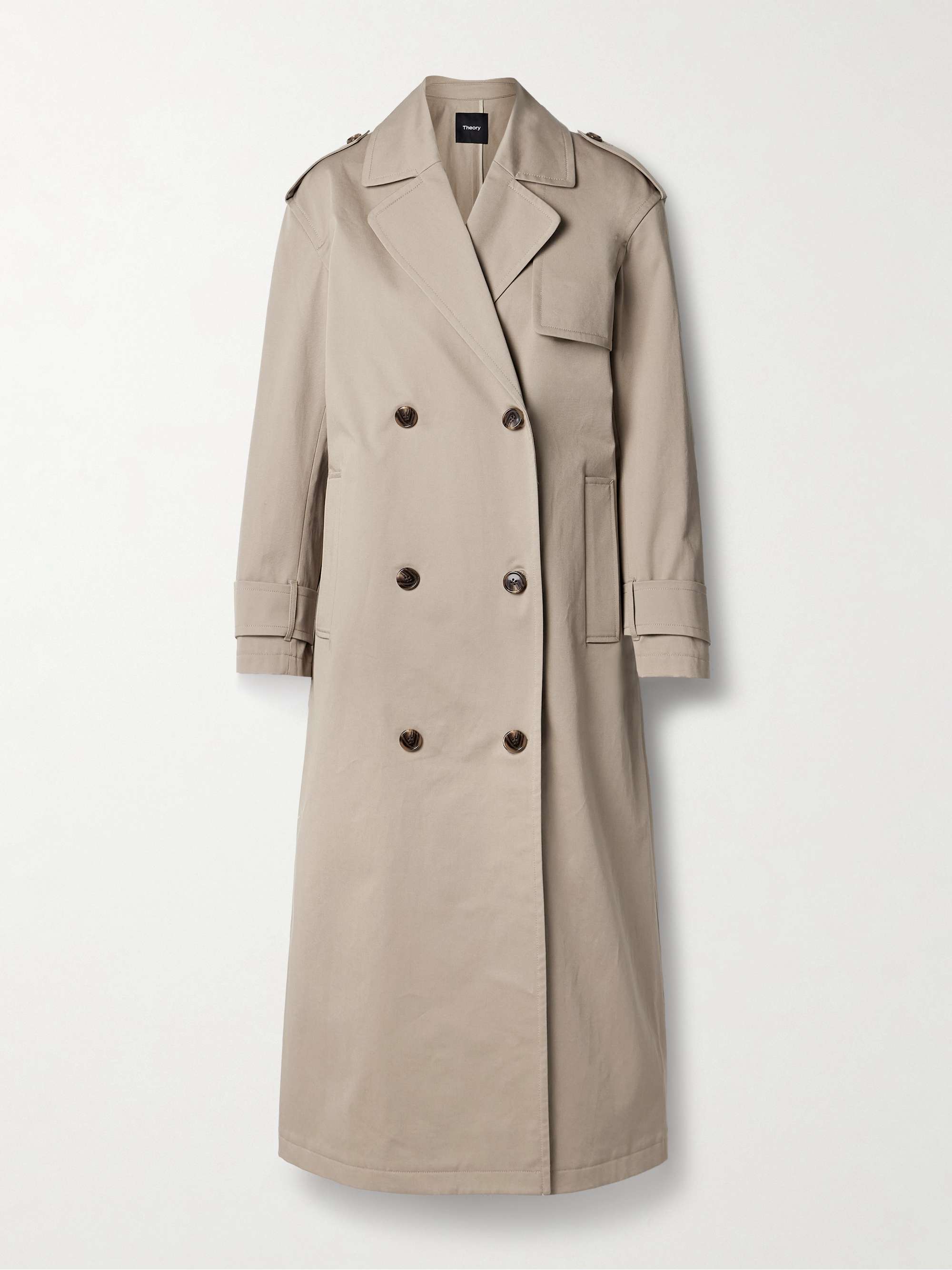 Double-breasted cotton-blend gabardine trench coat view