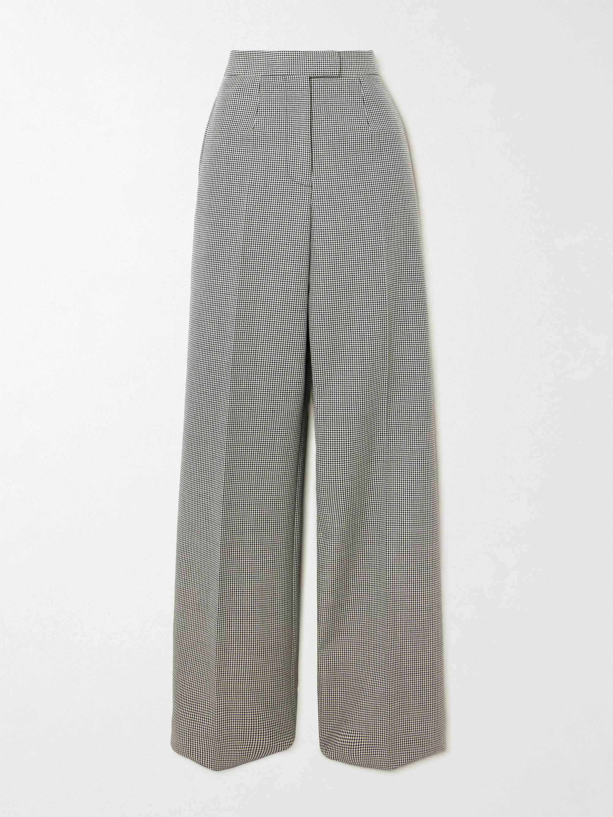 Pleated houndstooth wool and mohair-blend straight-leg pants view