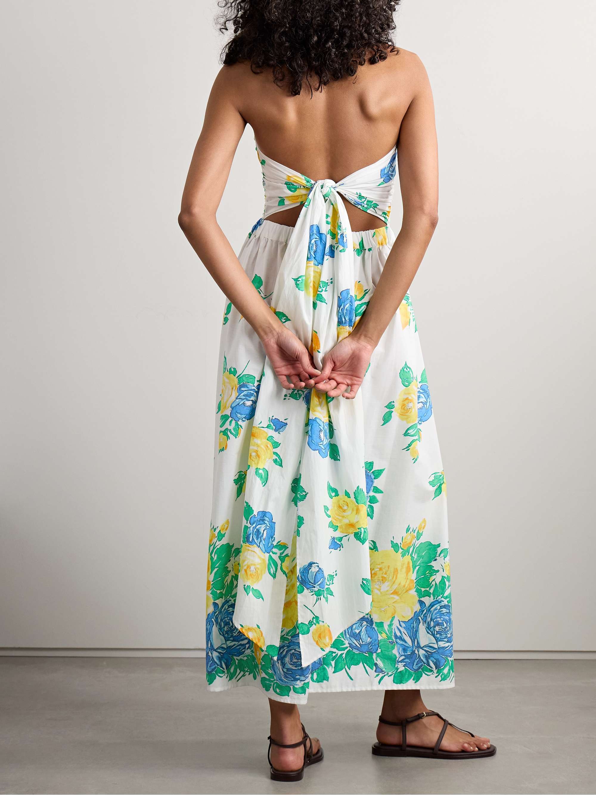 Desideria strapless floral-print cotton-voile midi dress view