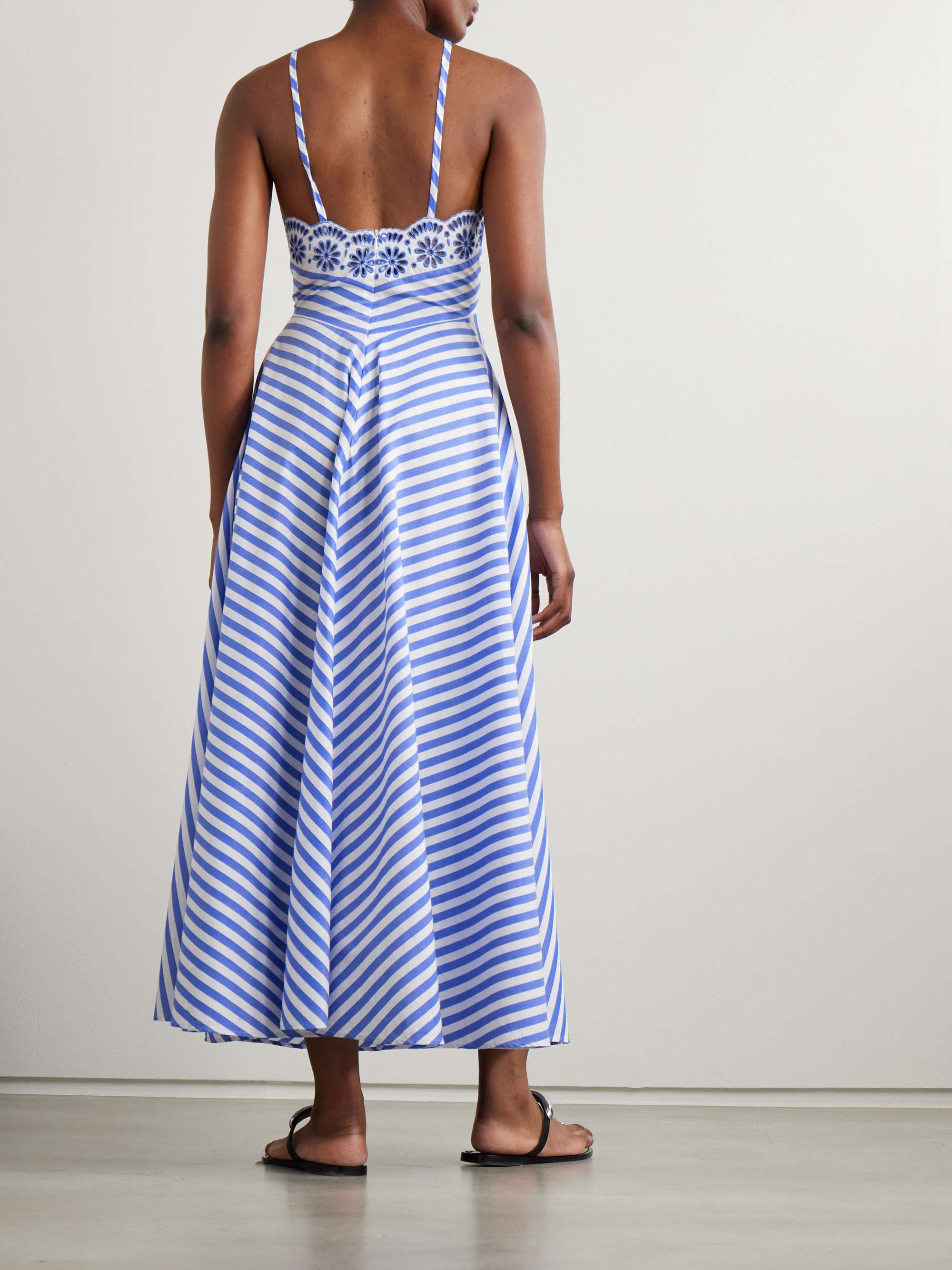 Castiglione striped broderie anglaise-trimmed cotton-poplin midi dress view