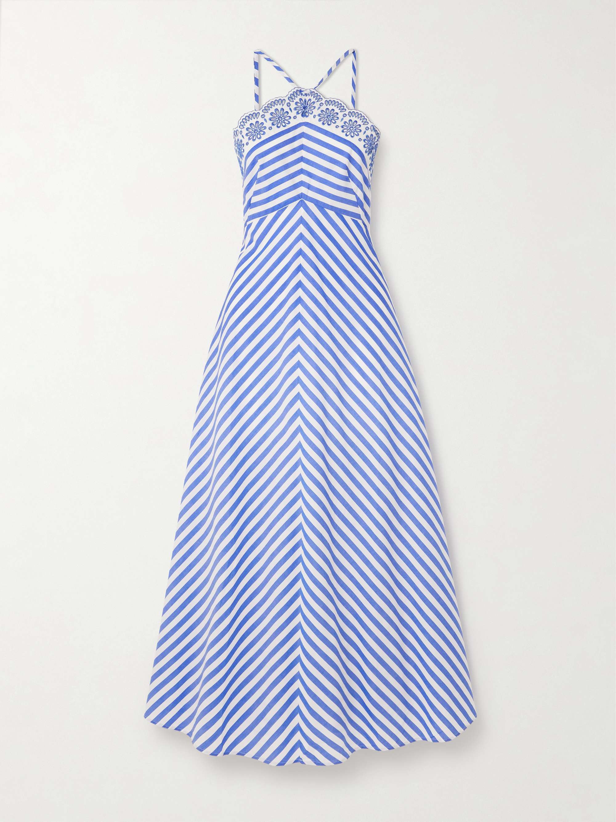 Castiglione striped broderie anglaise-trimmed cotton-poplin midi dress view