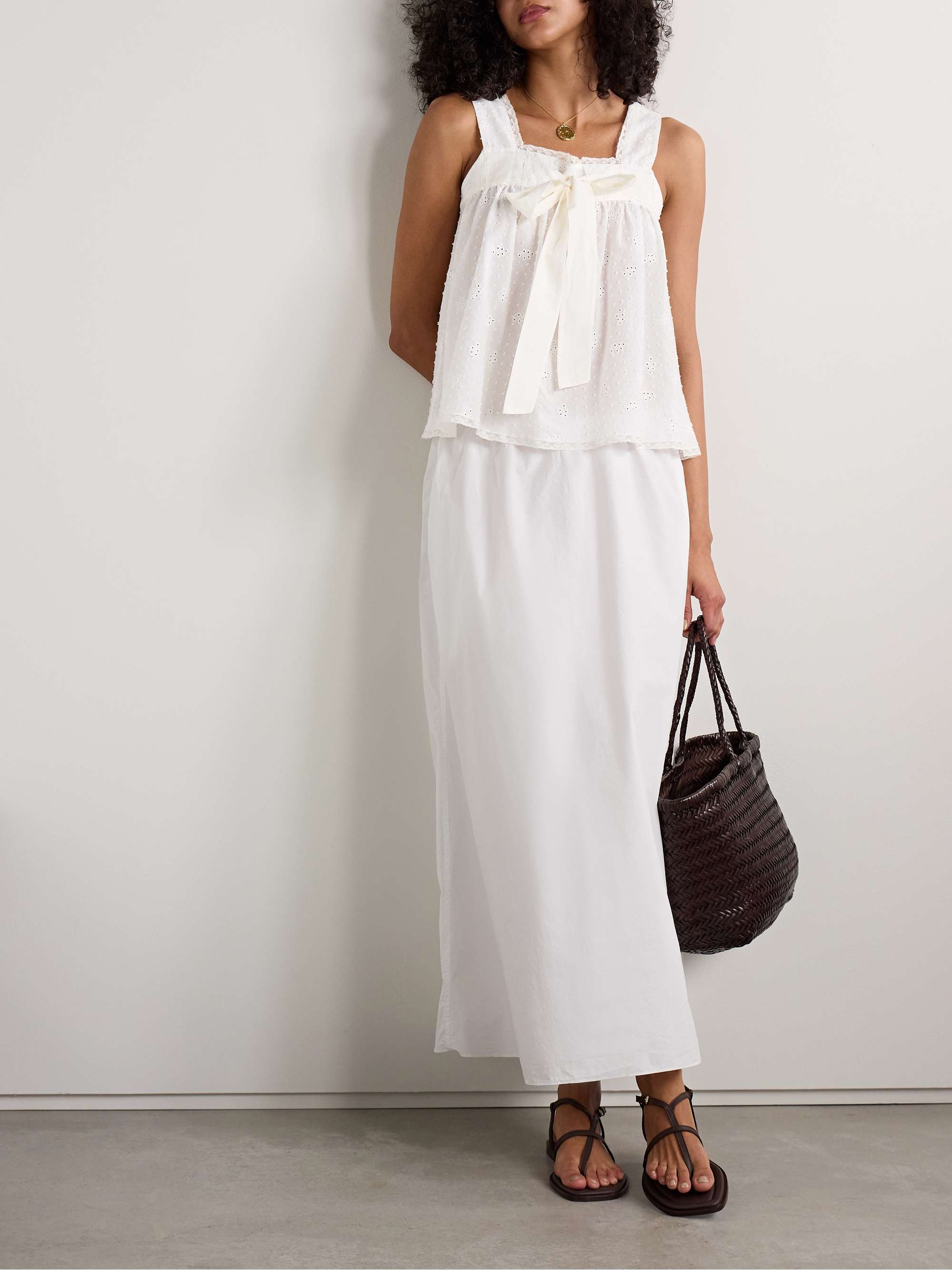 Suvereto lace-trimmed Swiss-dot and broderie anglaise cotton-voile tank view