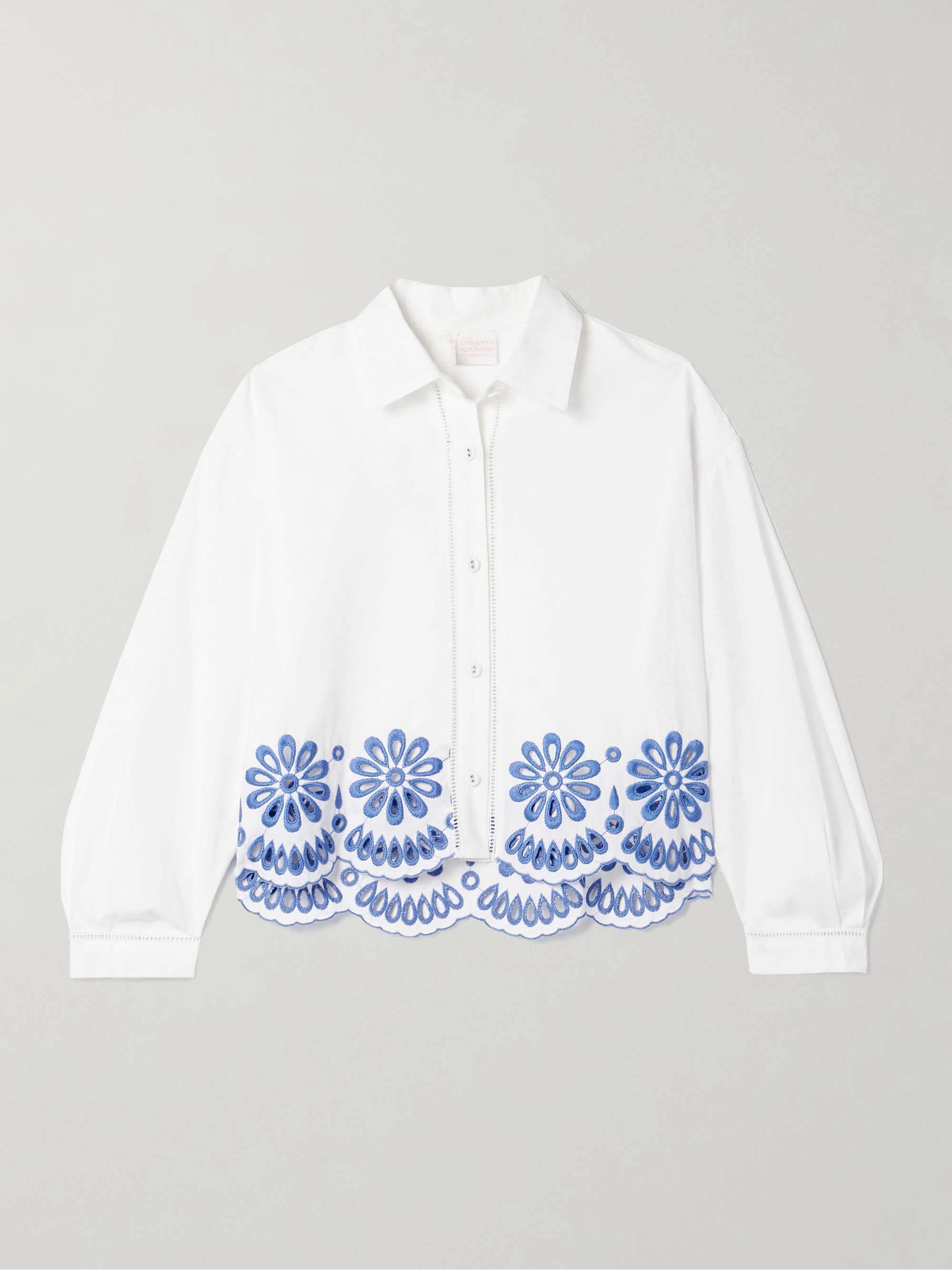 Assia cropped broderie anglaise-trimmed cotton-voile shirt view
