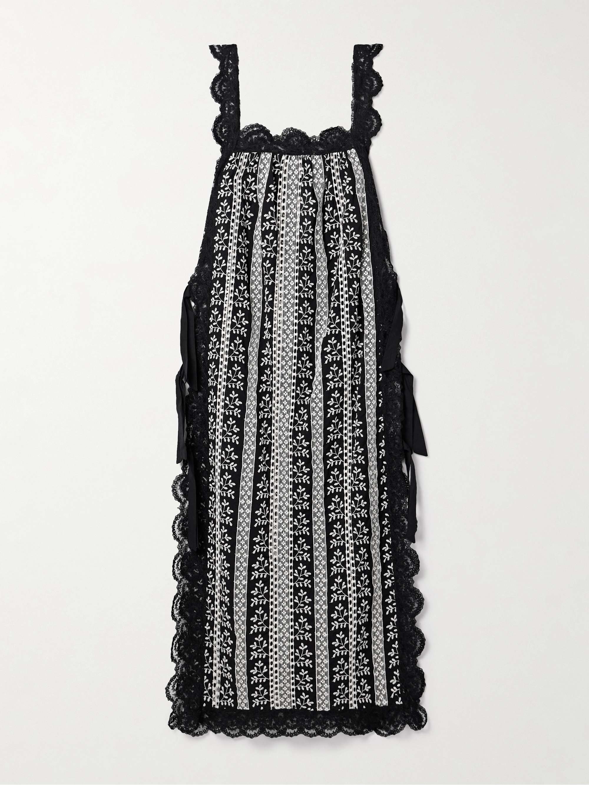 Fiocchini lace-trimmed embroidered cotton-voile midi dress view
