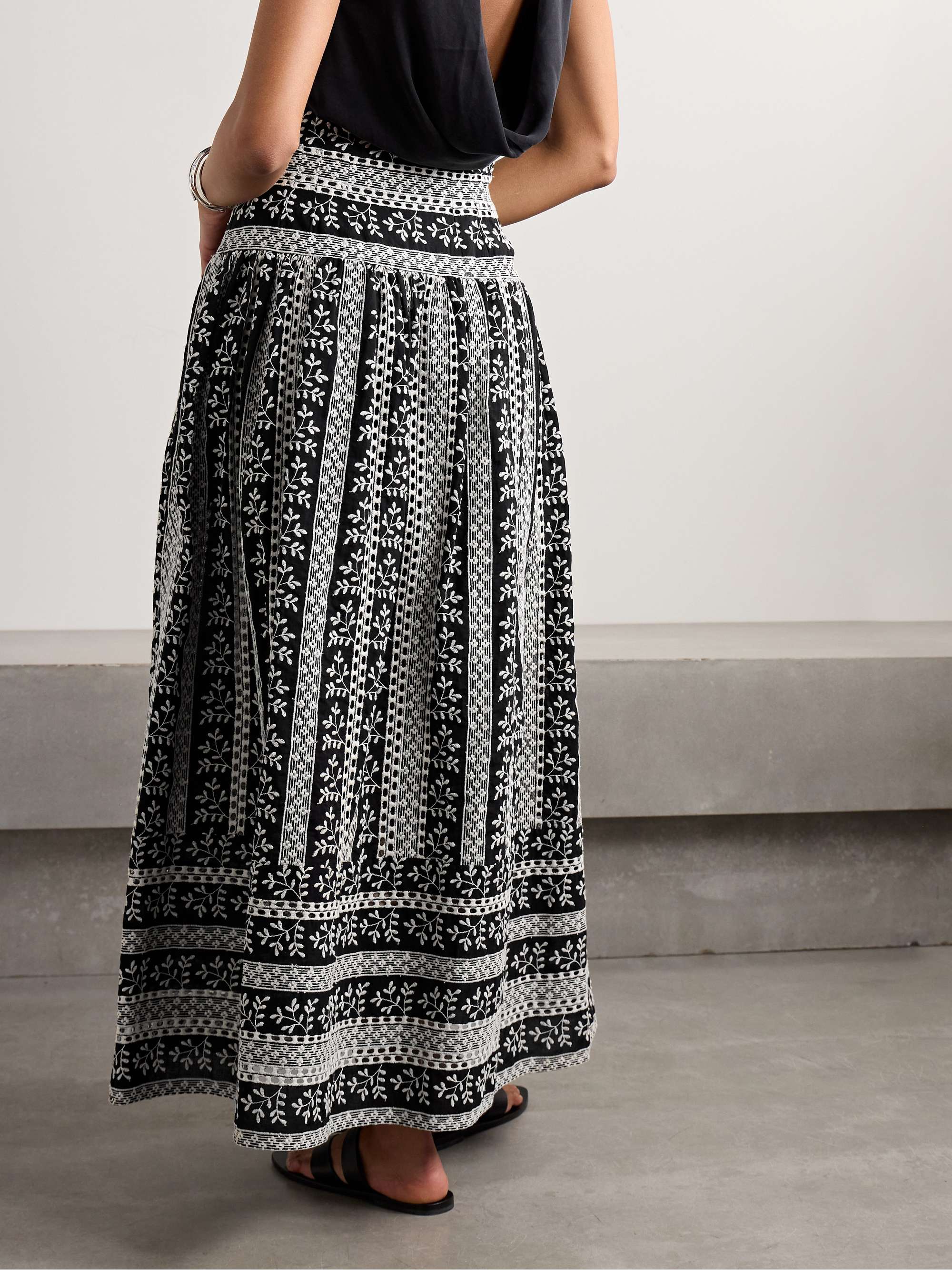 Castagneto embroidered cotton-voile maxi skirt view