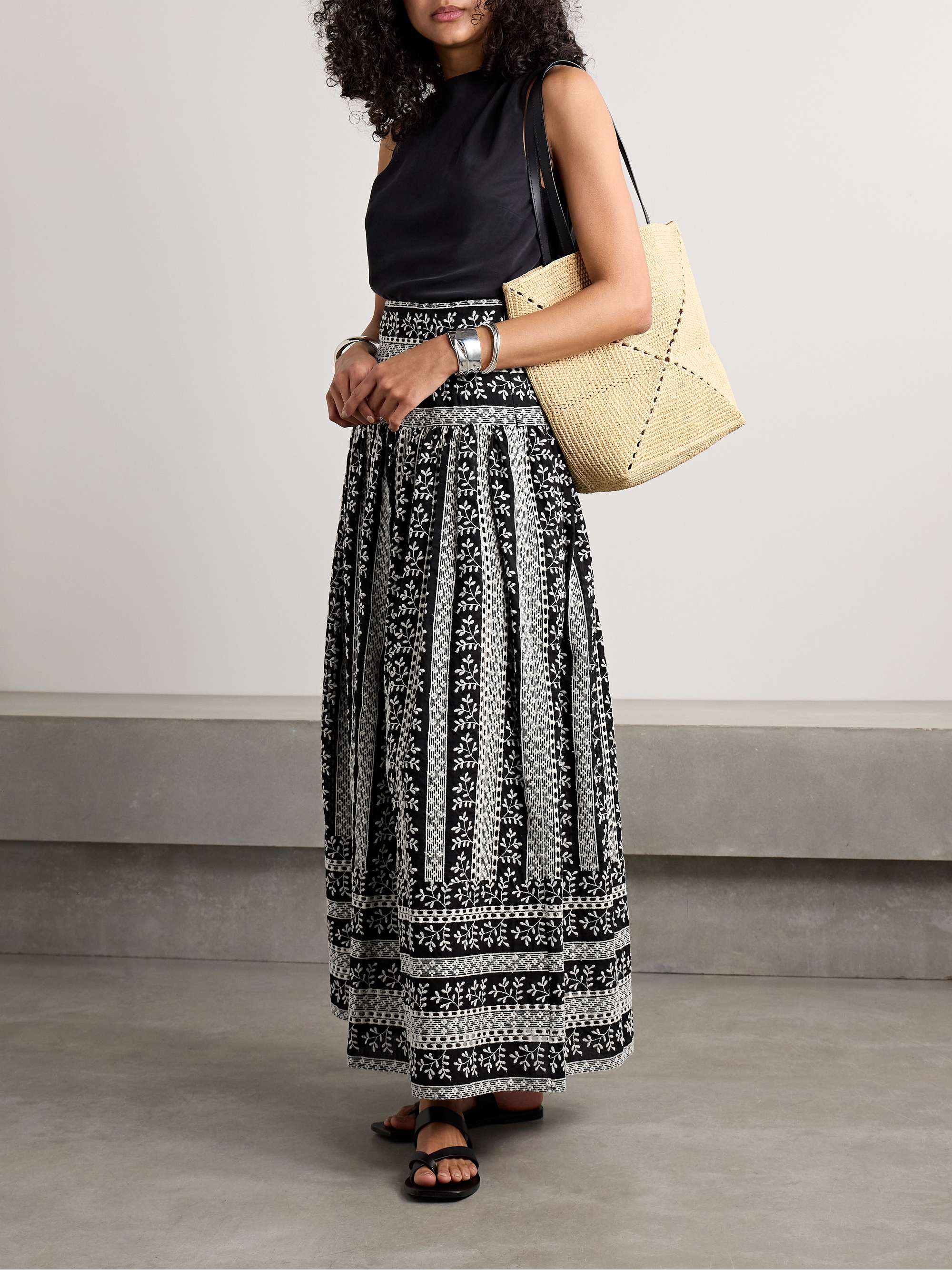 Castagneto embroidered cotton-voile maxi skirt view