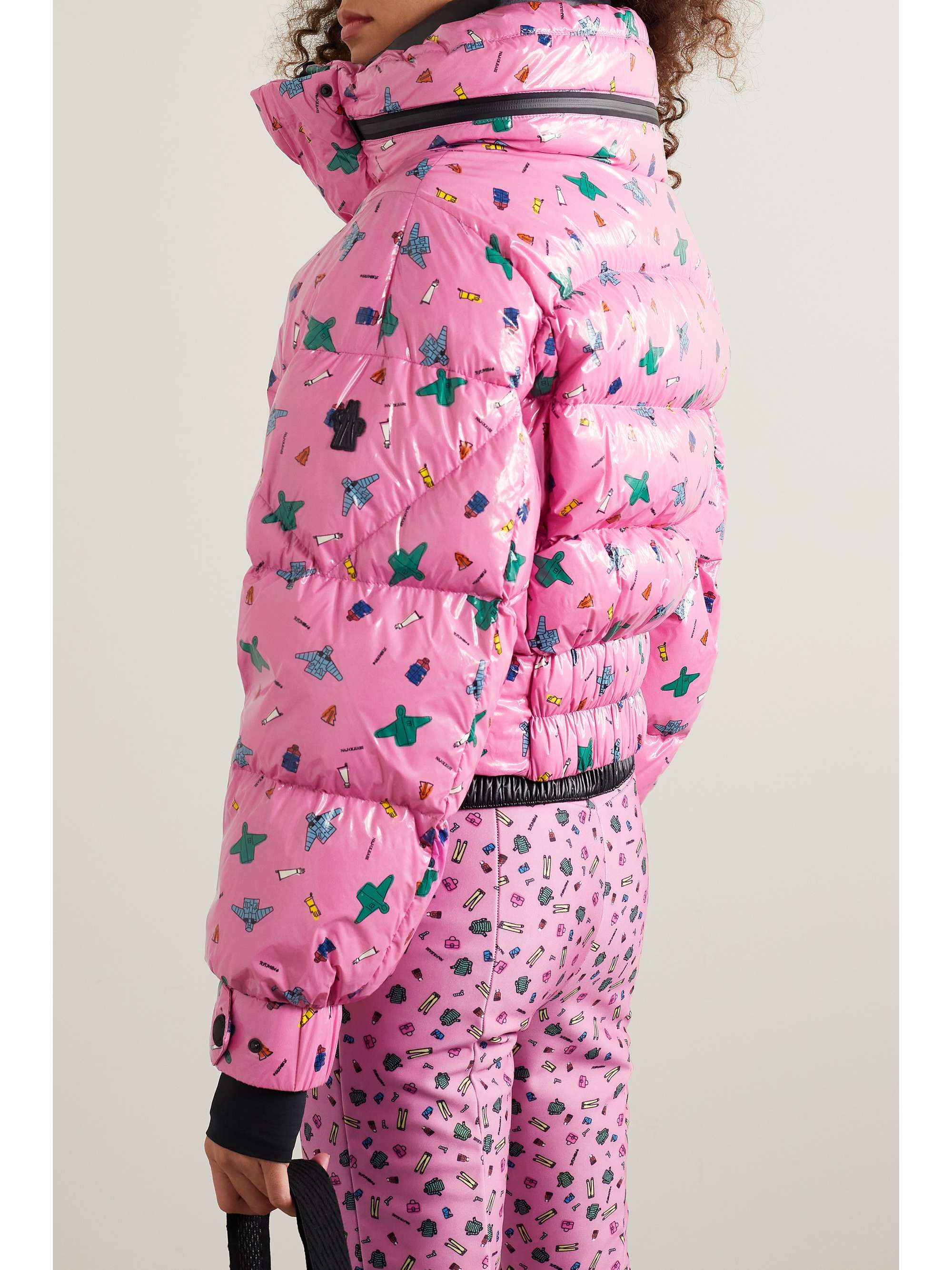 + 3 Moncler Grenoble cropped printed quilted down ski jacket view
