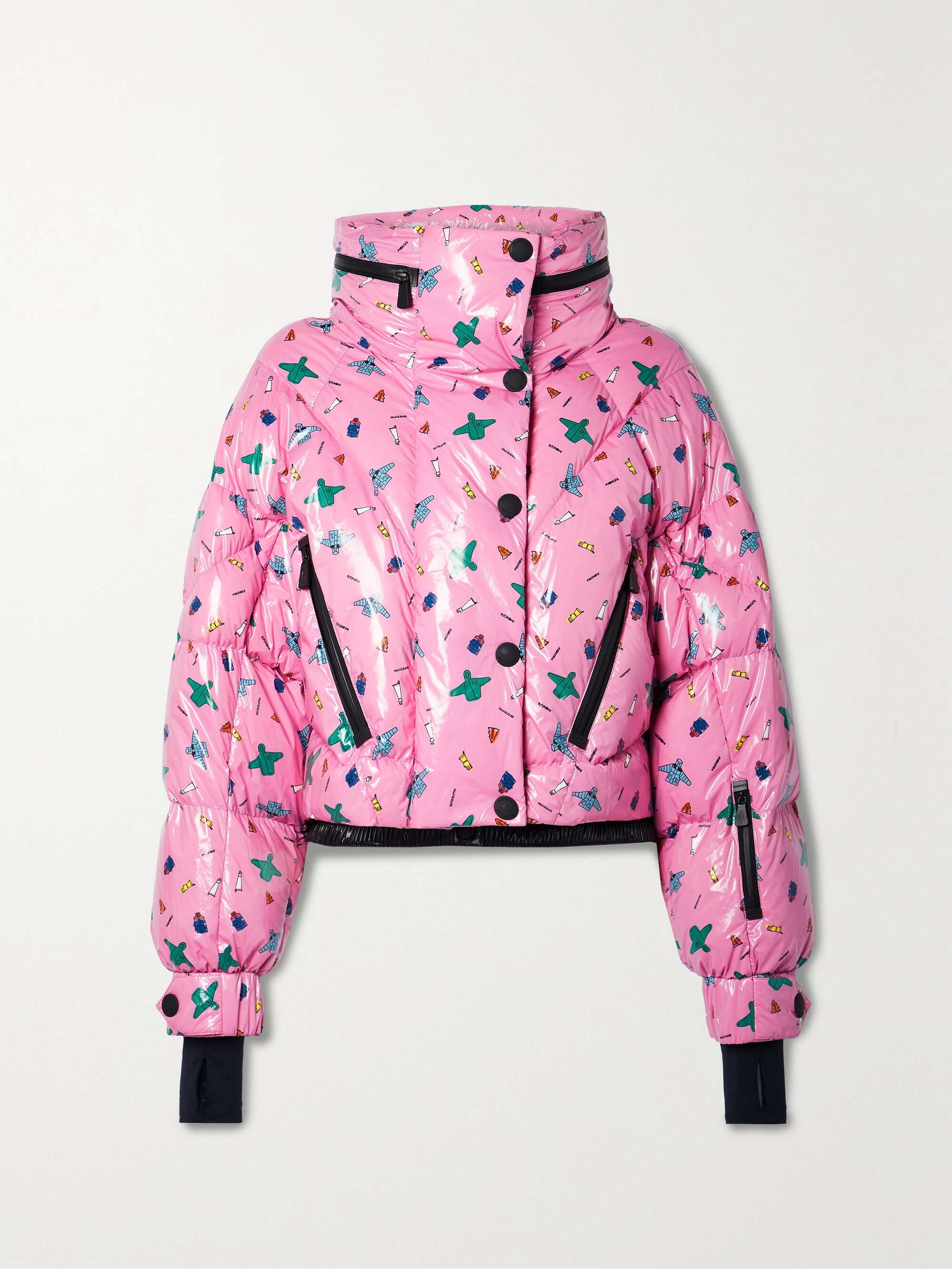 + 3 Moncler Grenoble cropped printed quilted down ski jacket view