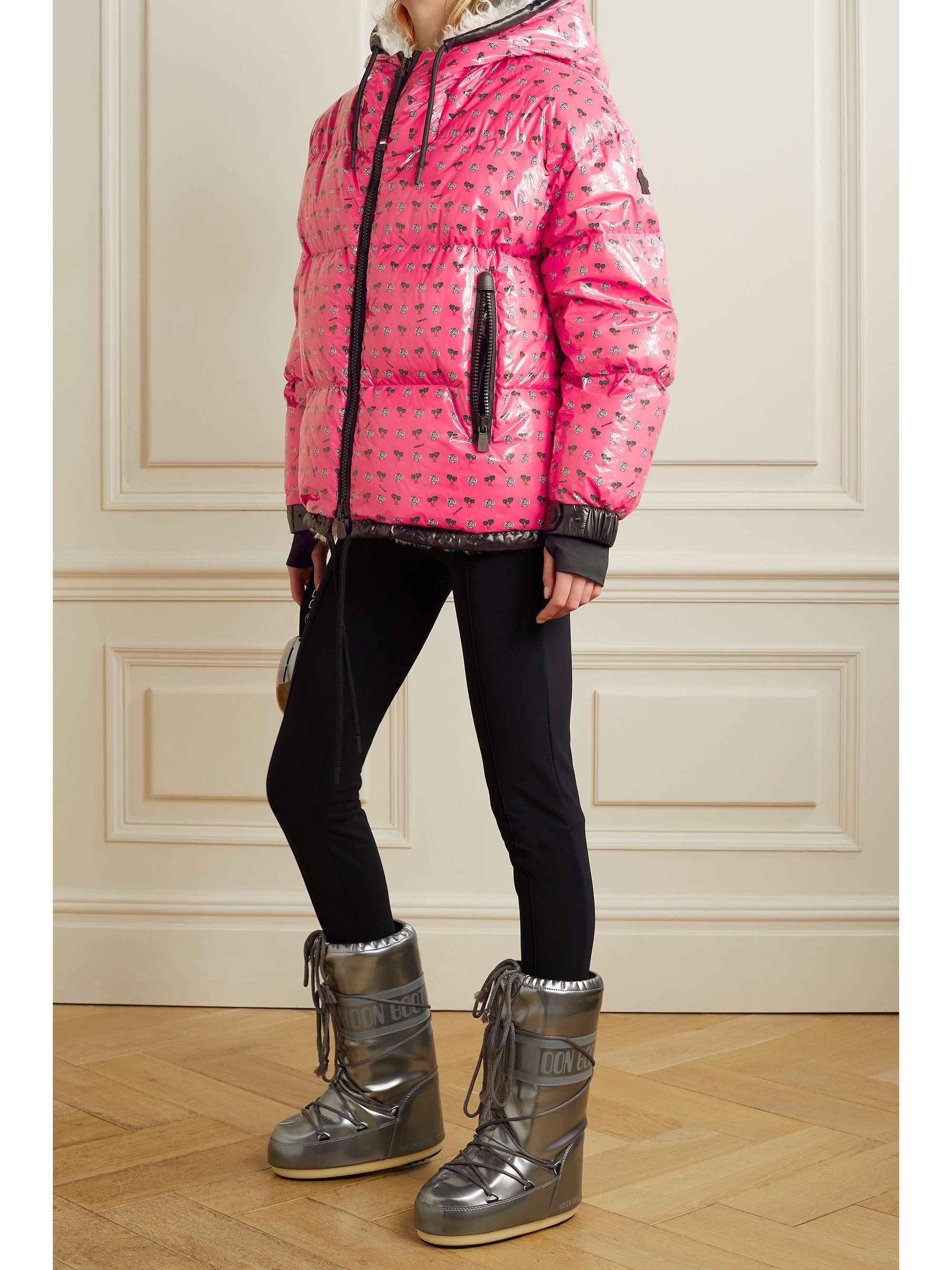 Echelle hooded printed quilted shell down jacket view