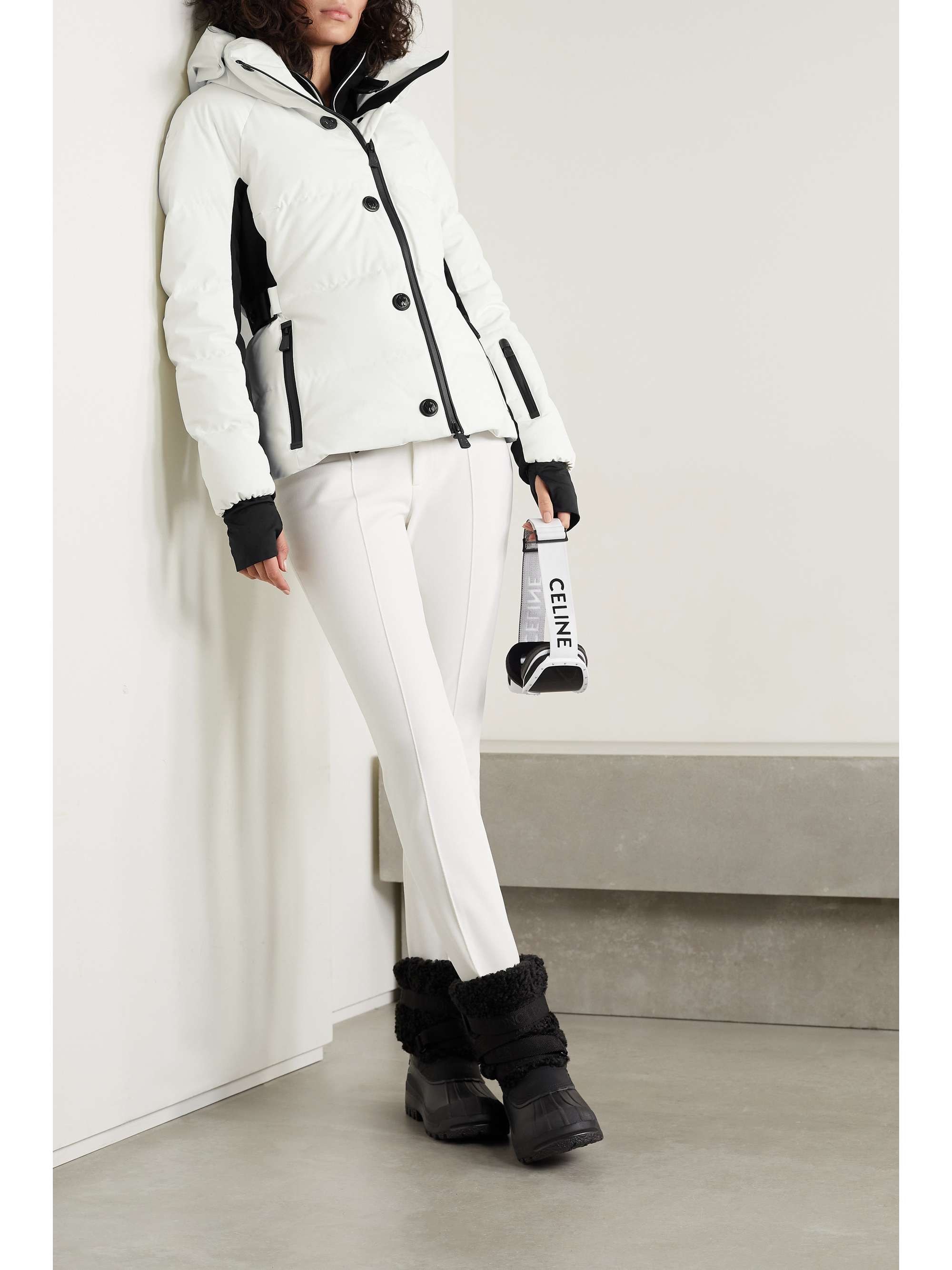 Guyane hooded jersey-trimmed quilted shell down jacket view