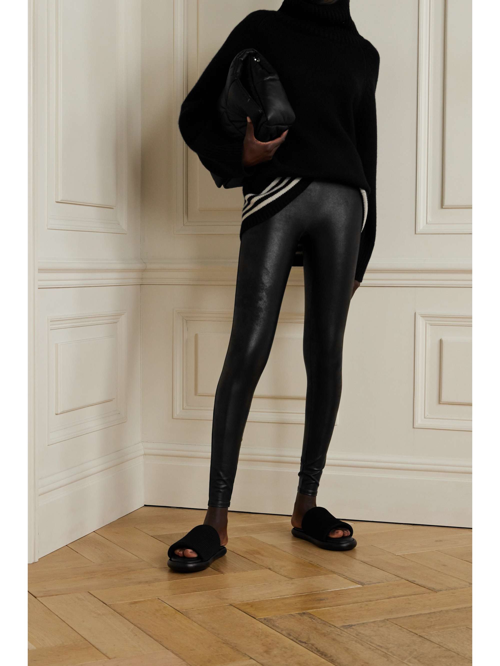 Faux faux stretch-leather leggings view