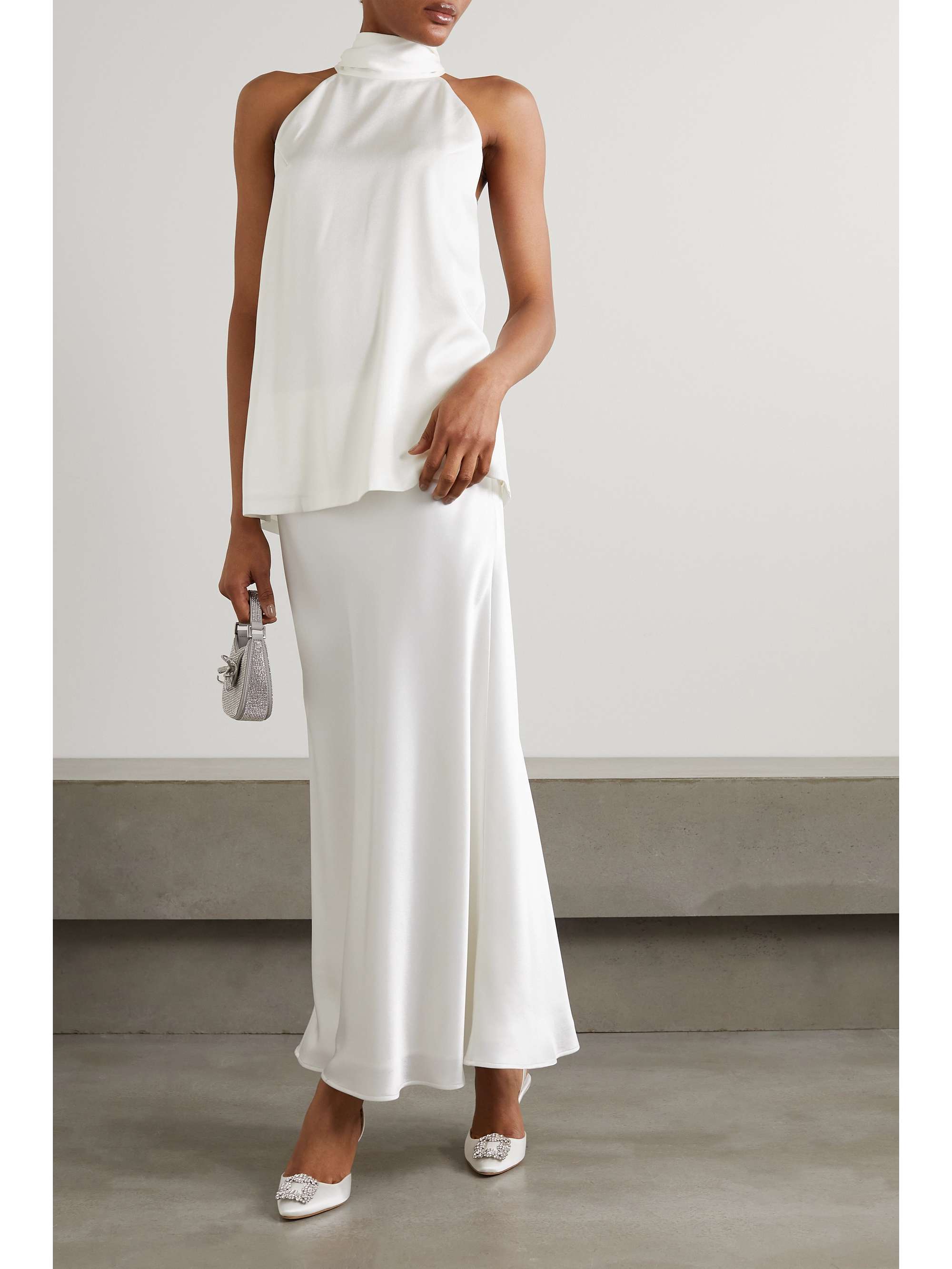 Satin halterneck top view