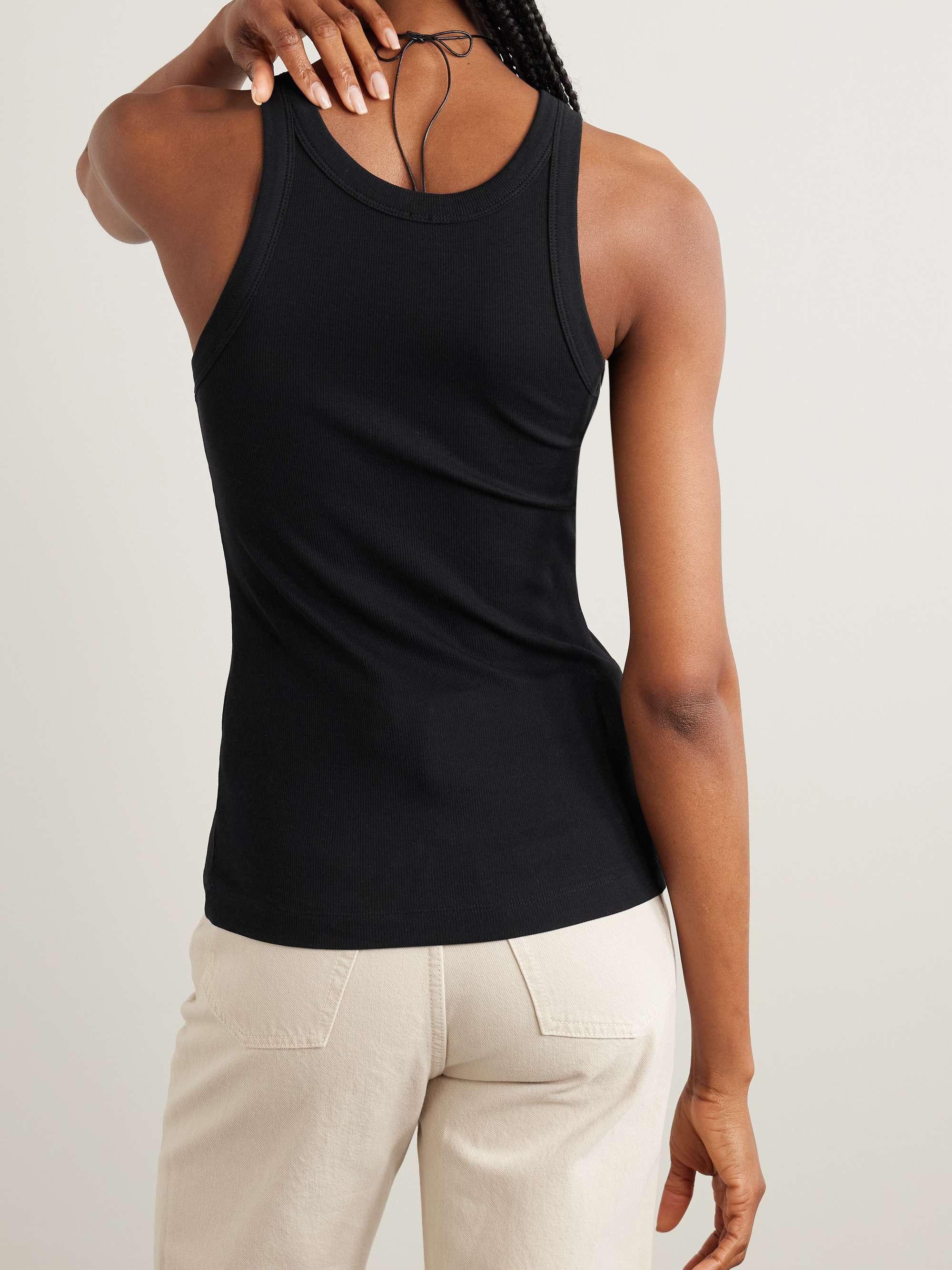 + NET SUSTAIN Curved ribbed stretch organic cotton-jersey tank view