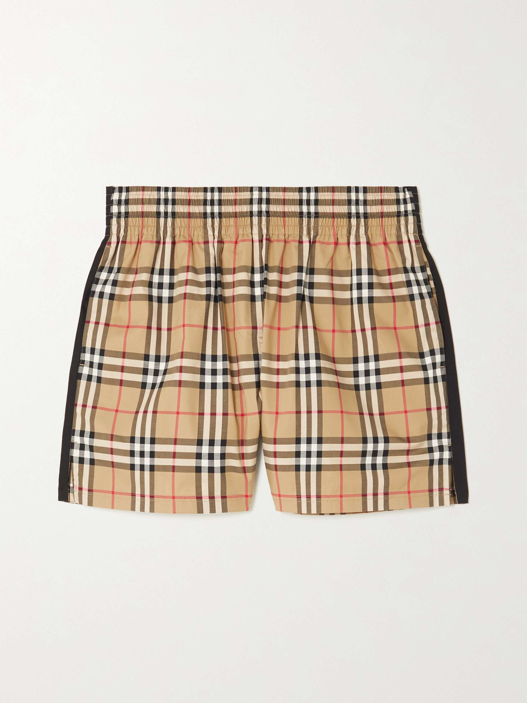 Striped checked cotton-blend shorts view
