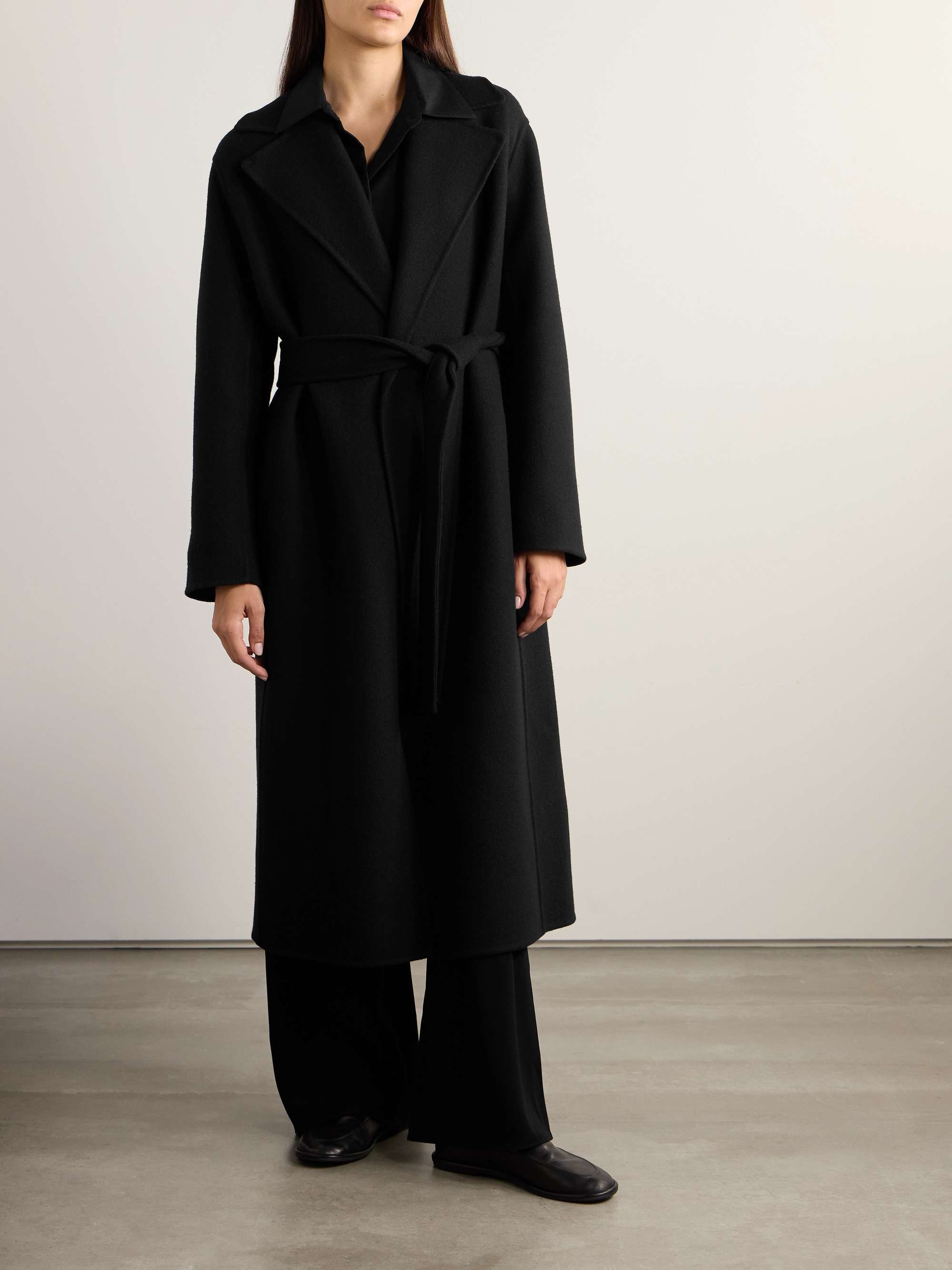 Essentials Malika belted wool-blend felt coat view
