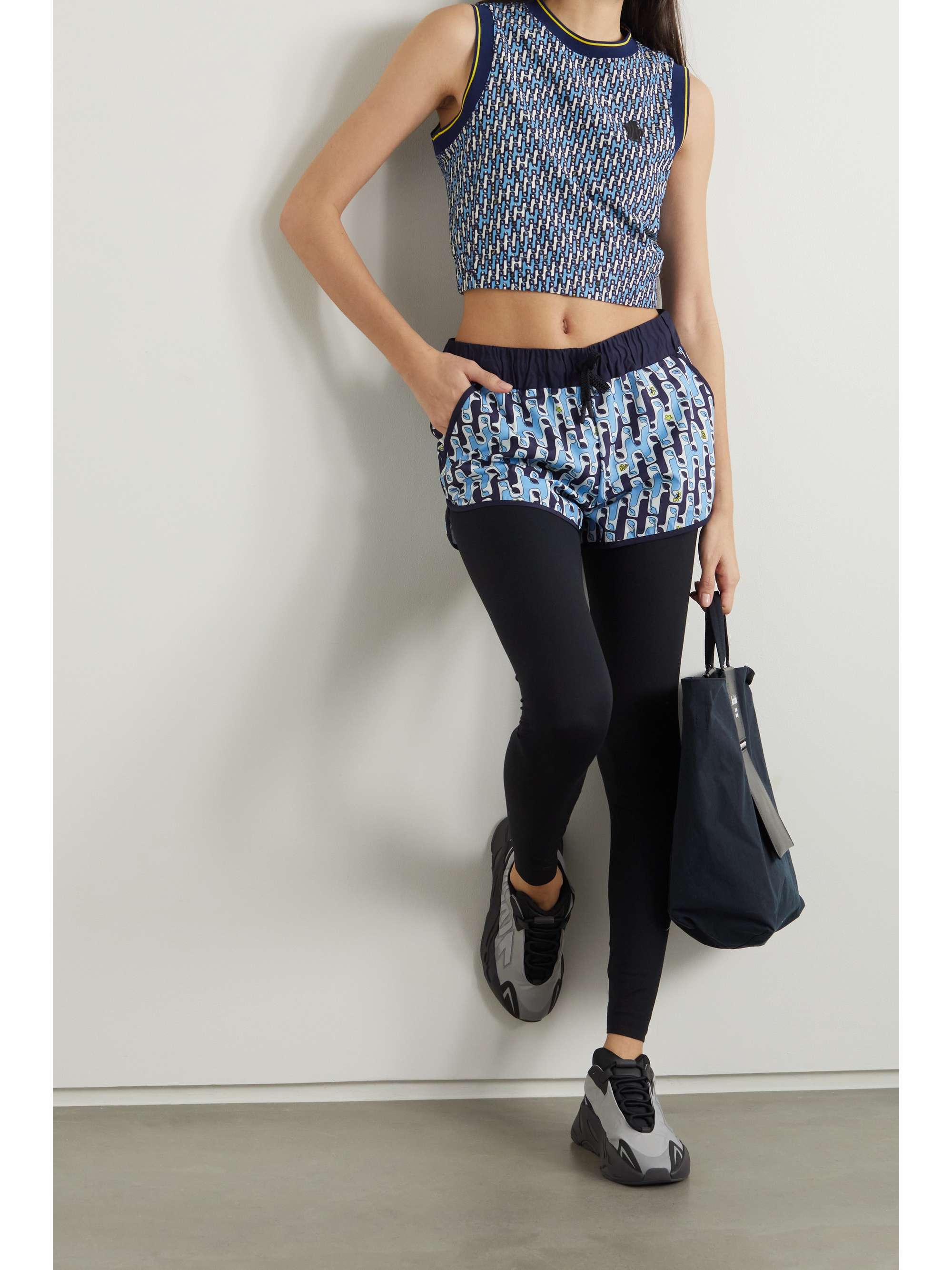 Cropped printed stretch-jersey tank view