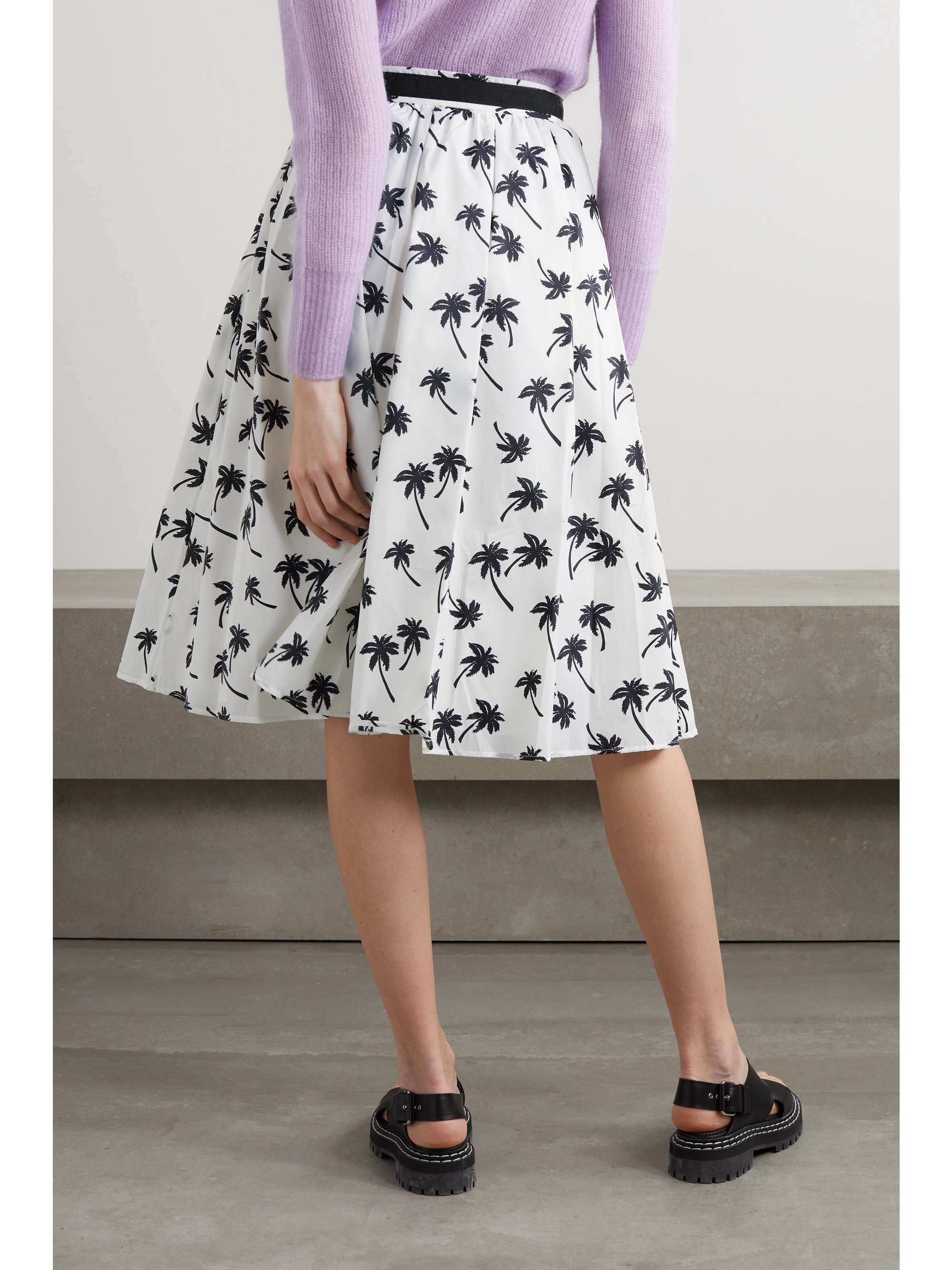 Belted pleated printed shell skirt view
