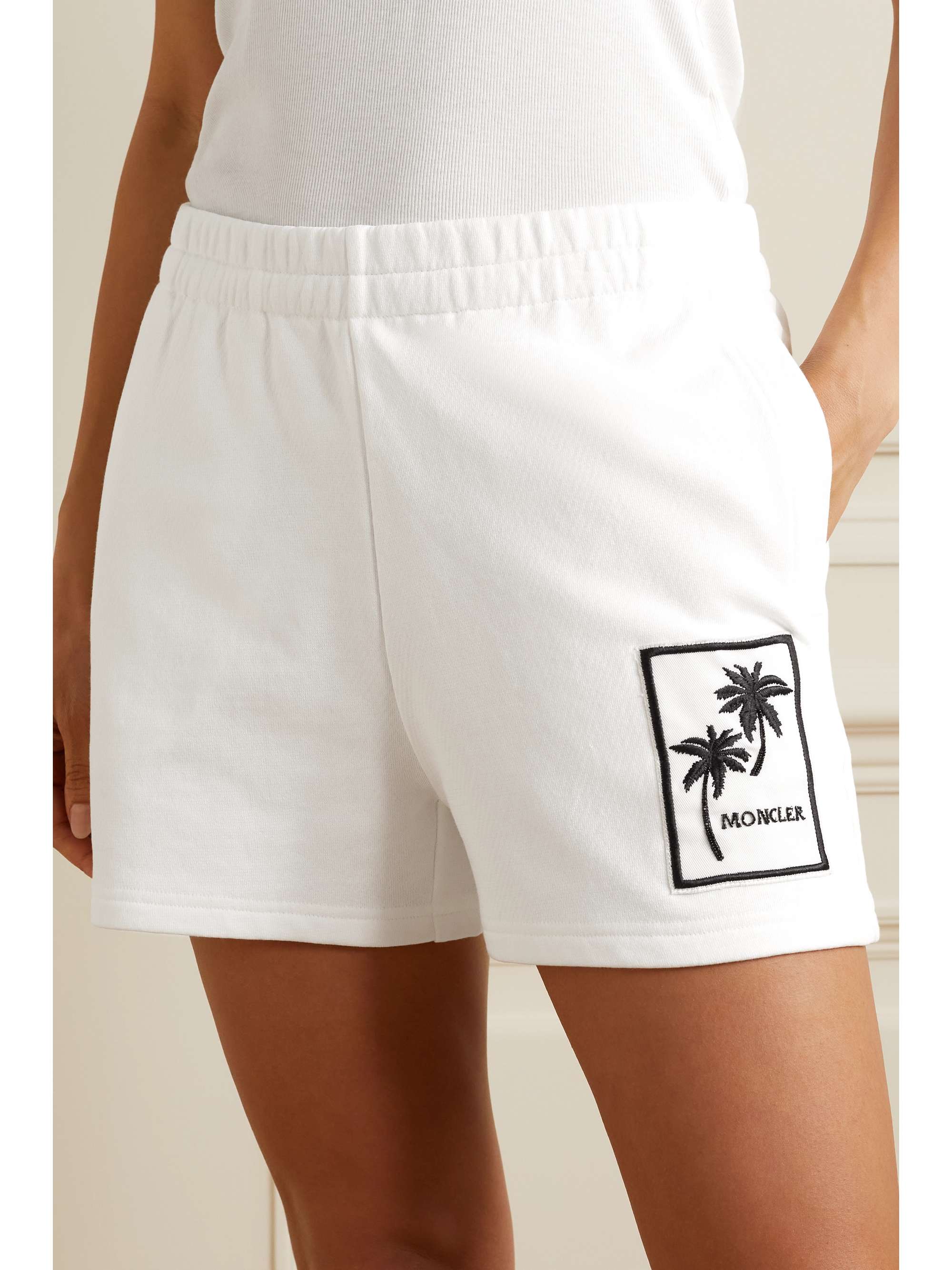 Embellished appliquéd cotton-jersey shorts view