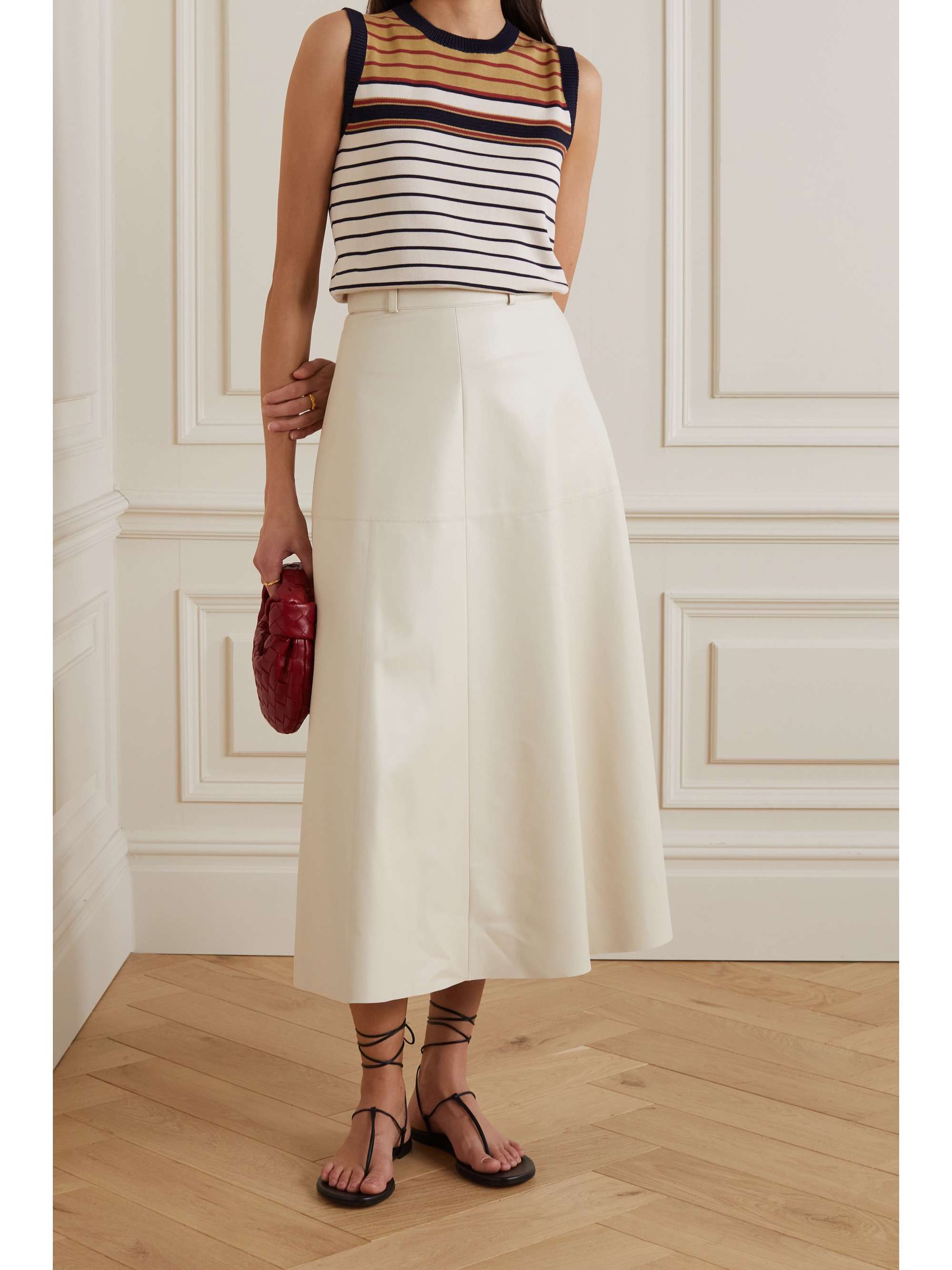 Striped silk and cotton-blend vest view