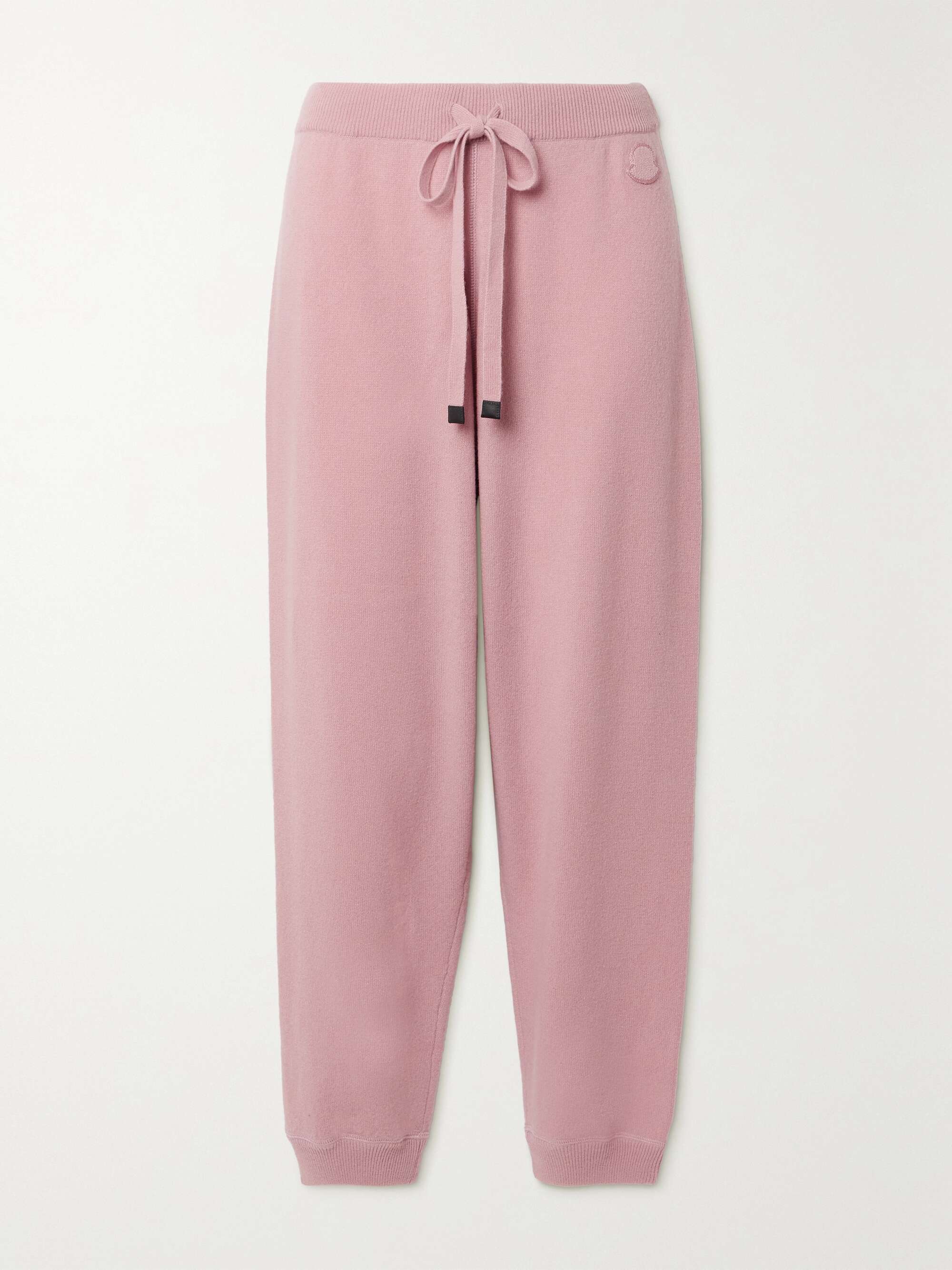 Leather-trimmed wool and cashmere-blend track pants view