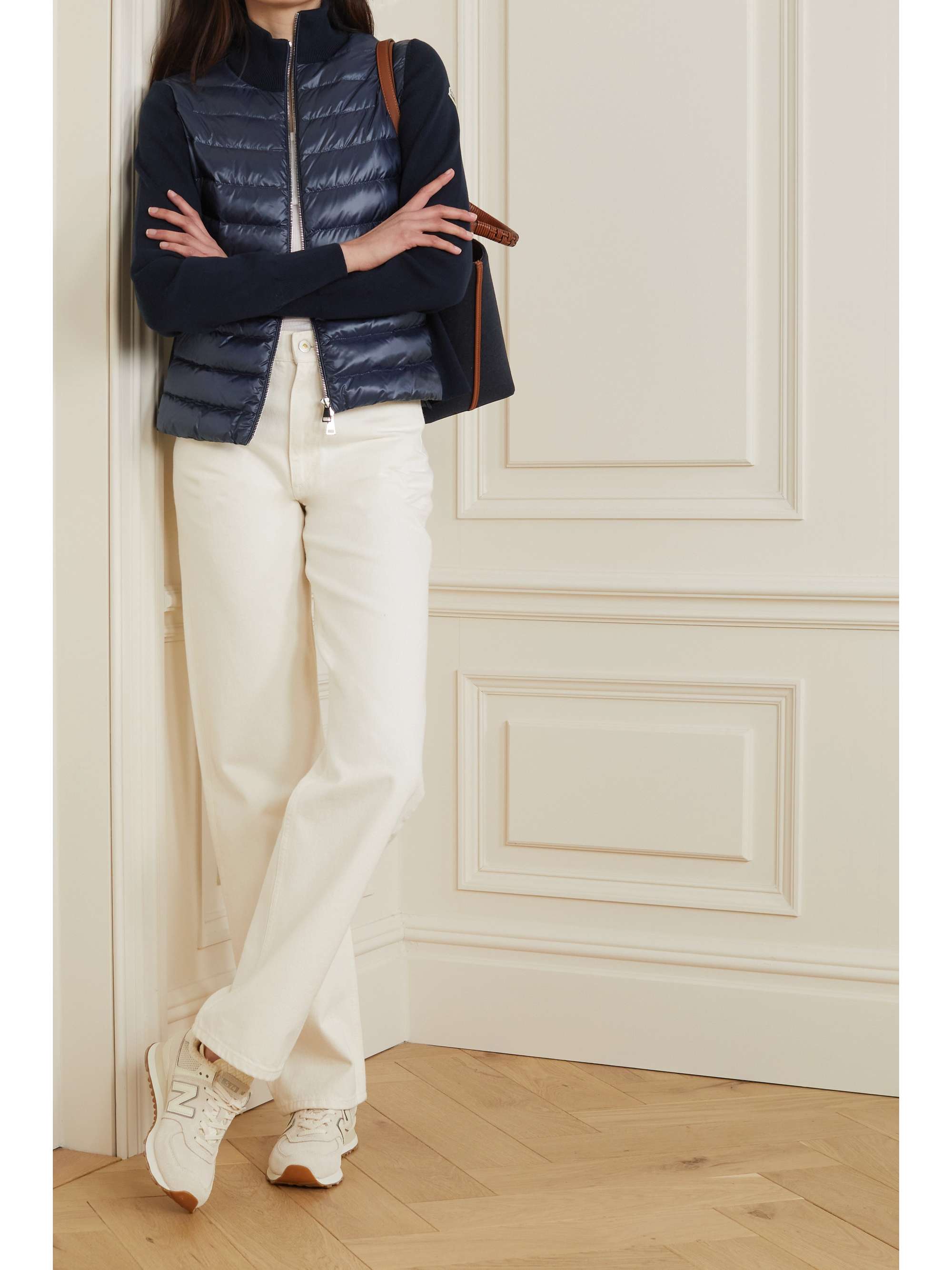 Padded quilted shell and cotton-jersey down jacket view