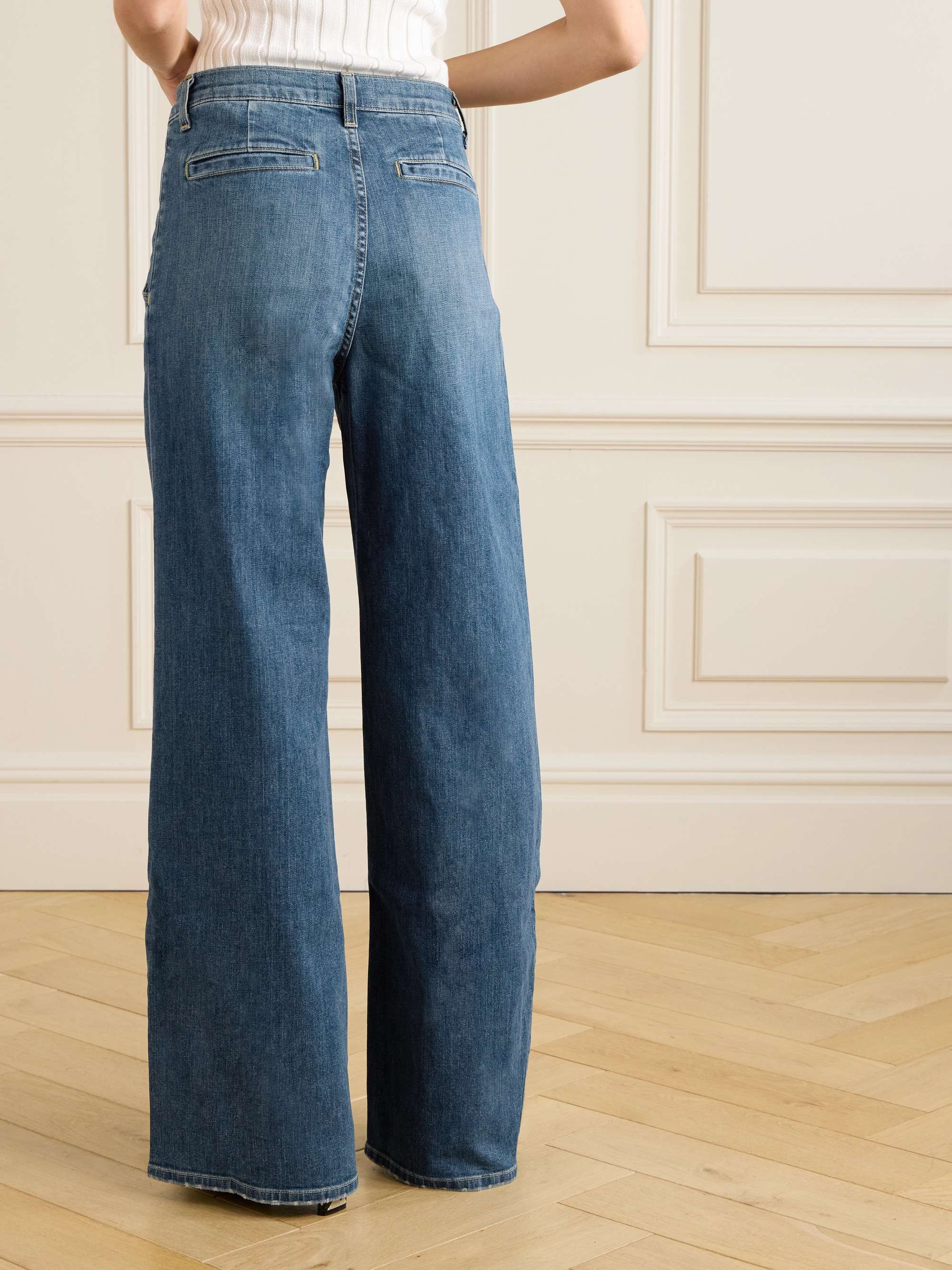 Flora pleated high-rise wide-leg jeans view