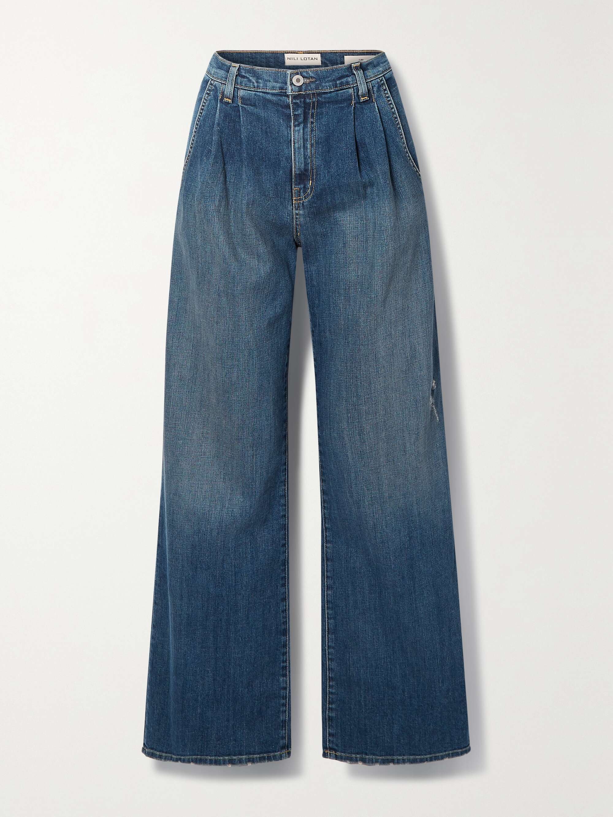 Flora pleated high-rise wide-leg jeans view