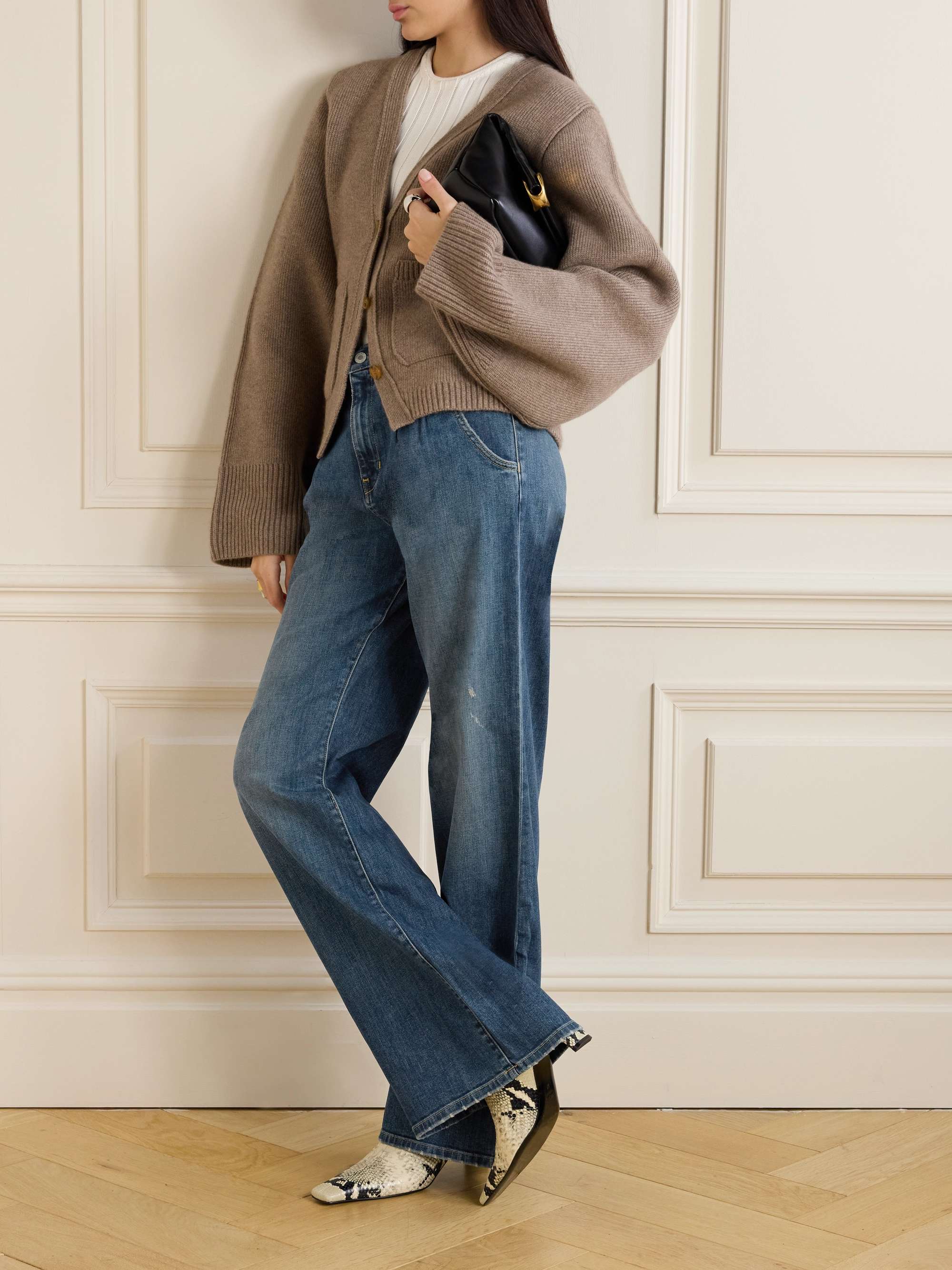 Flora pleated high-rise wide-leg jeans view