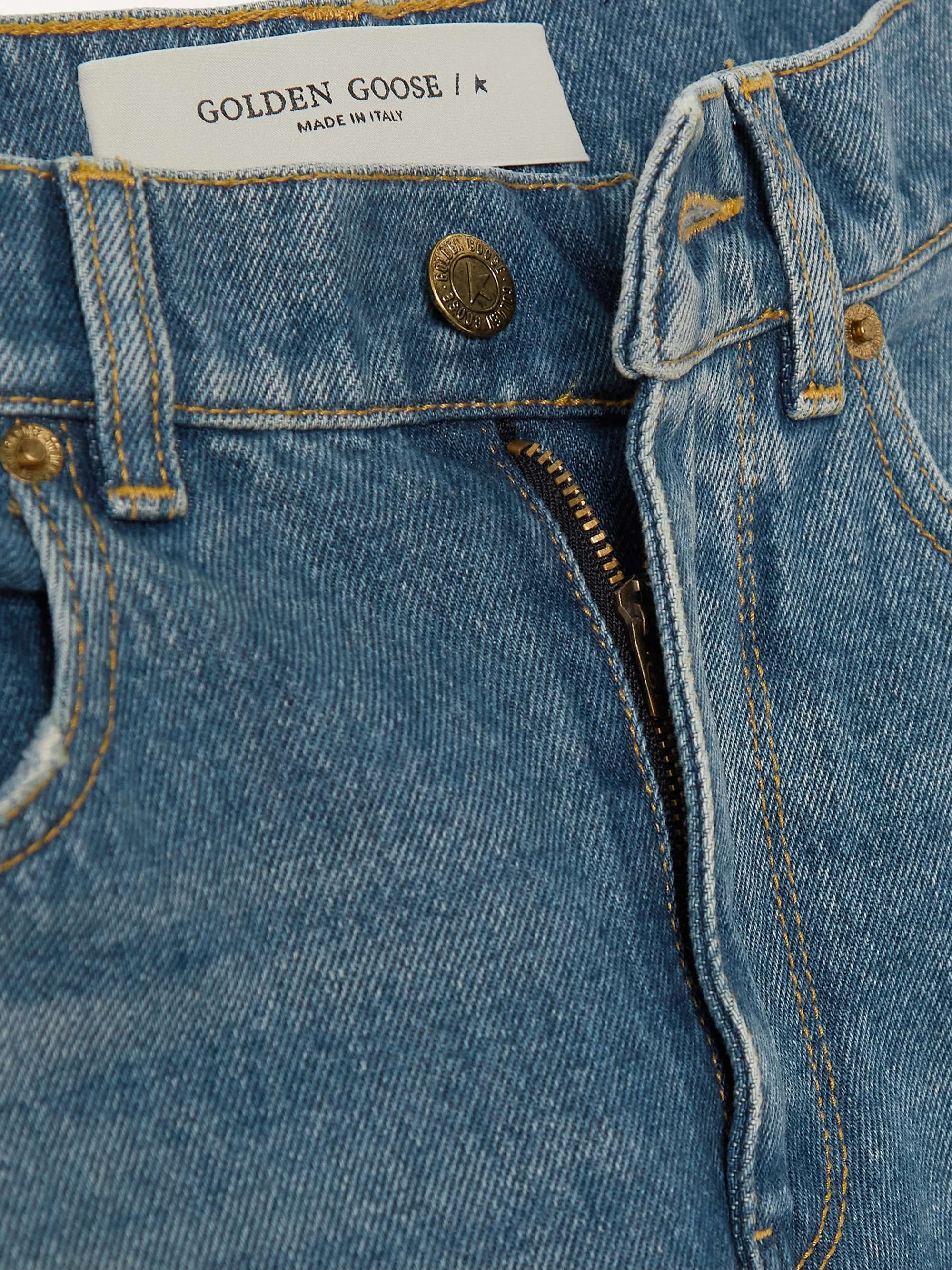Golden high-rise cropped flared jeans view