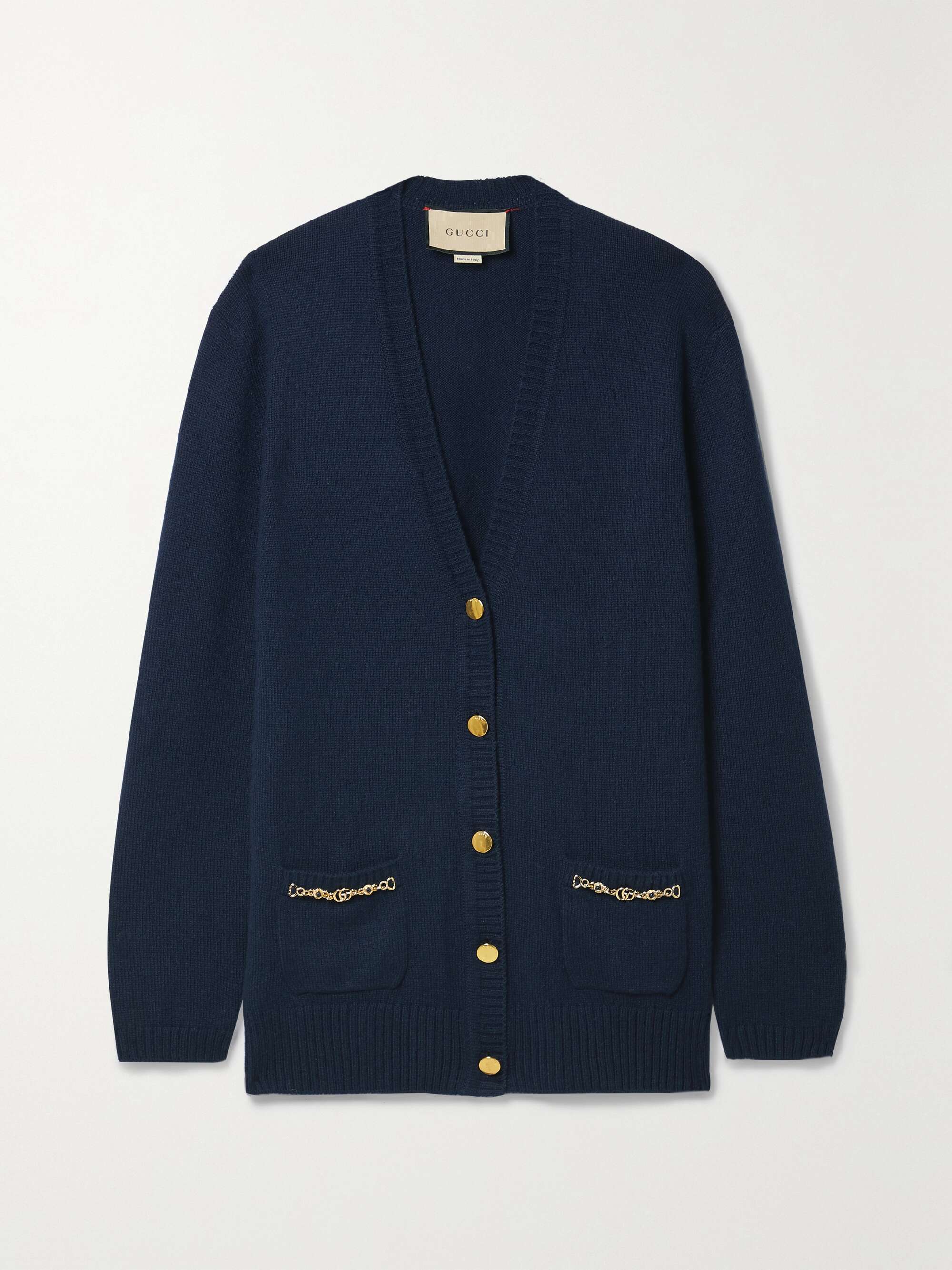 Horsebit-detailed cashmere cardigan view