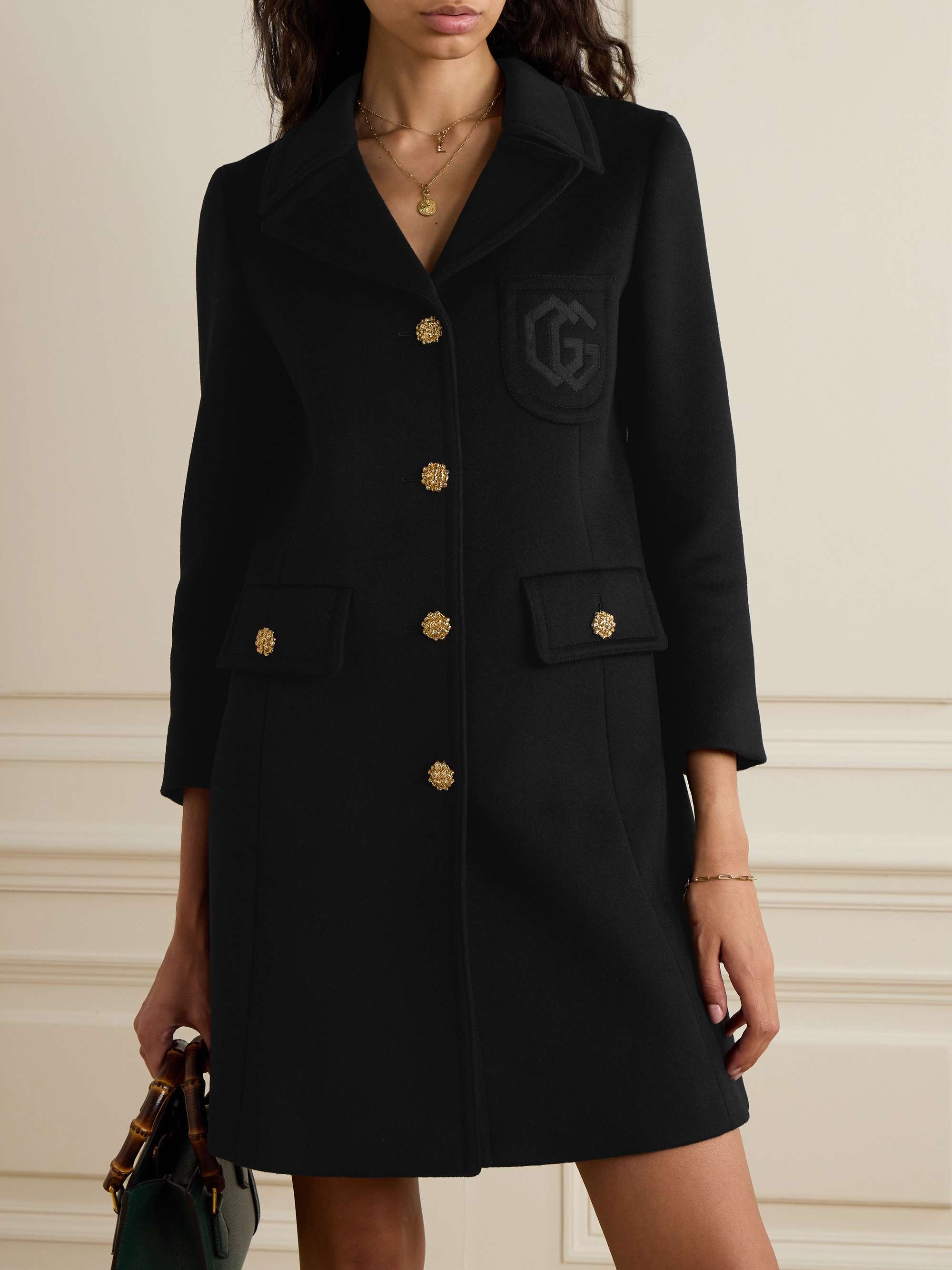 Embroidered wool coat view