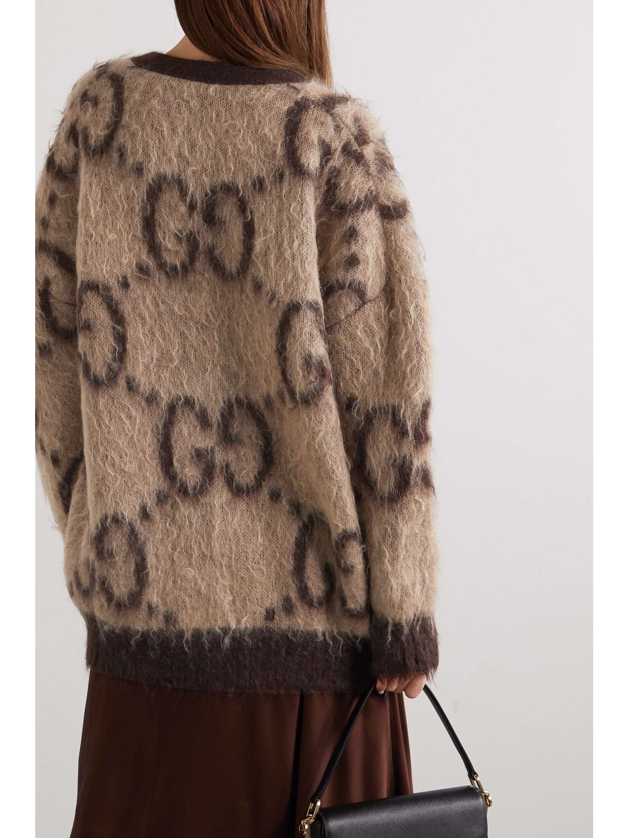 Oversized reversible jacquard-knit mohair-blend cardigan view