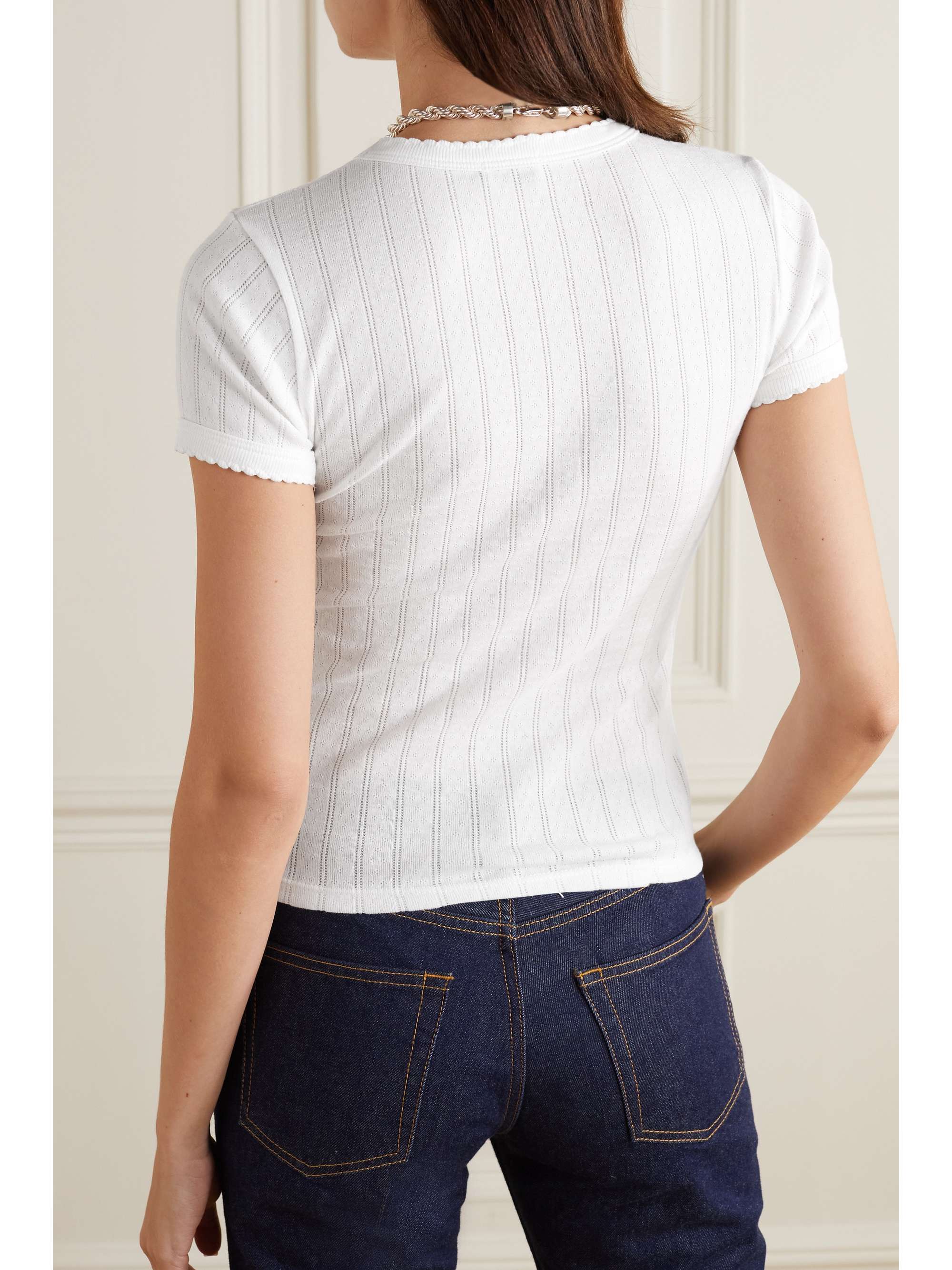 Pointelle-knit cotton-jersey T-shirt view