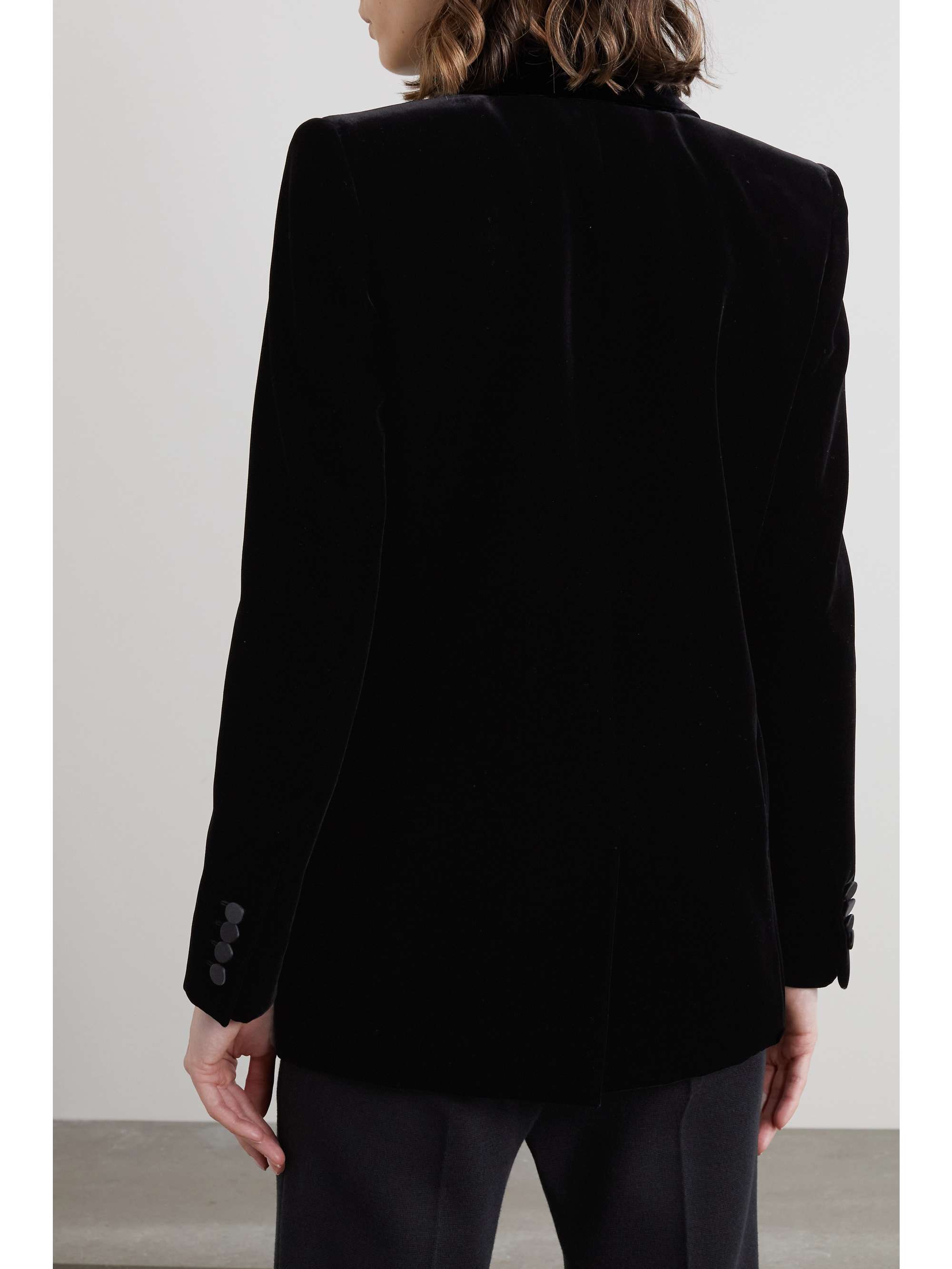 Satin-trimmed velvet blazer view