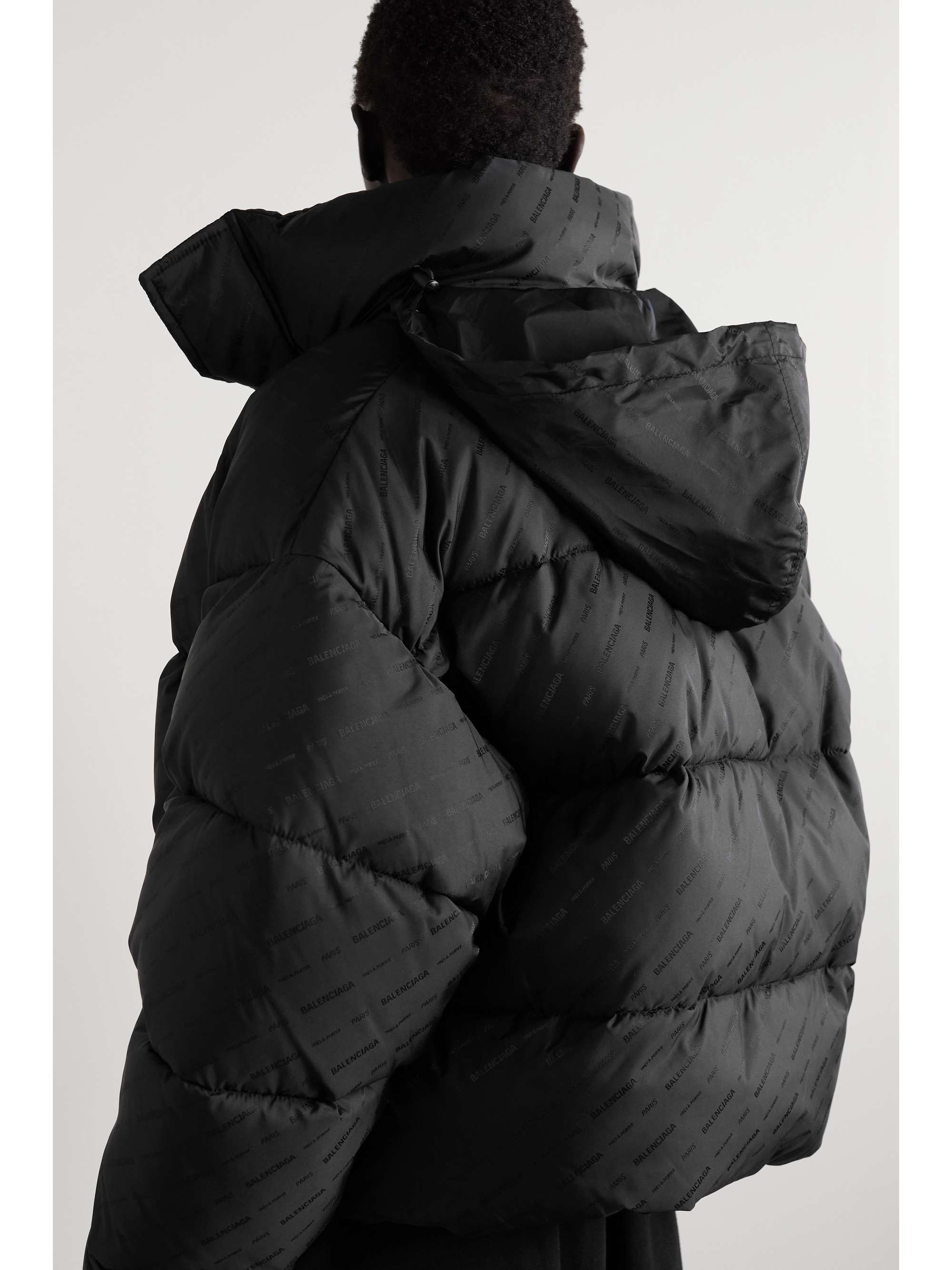 Cropped quilted padded shell-jacquard jacket view