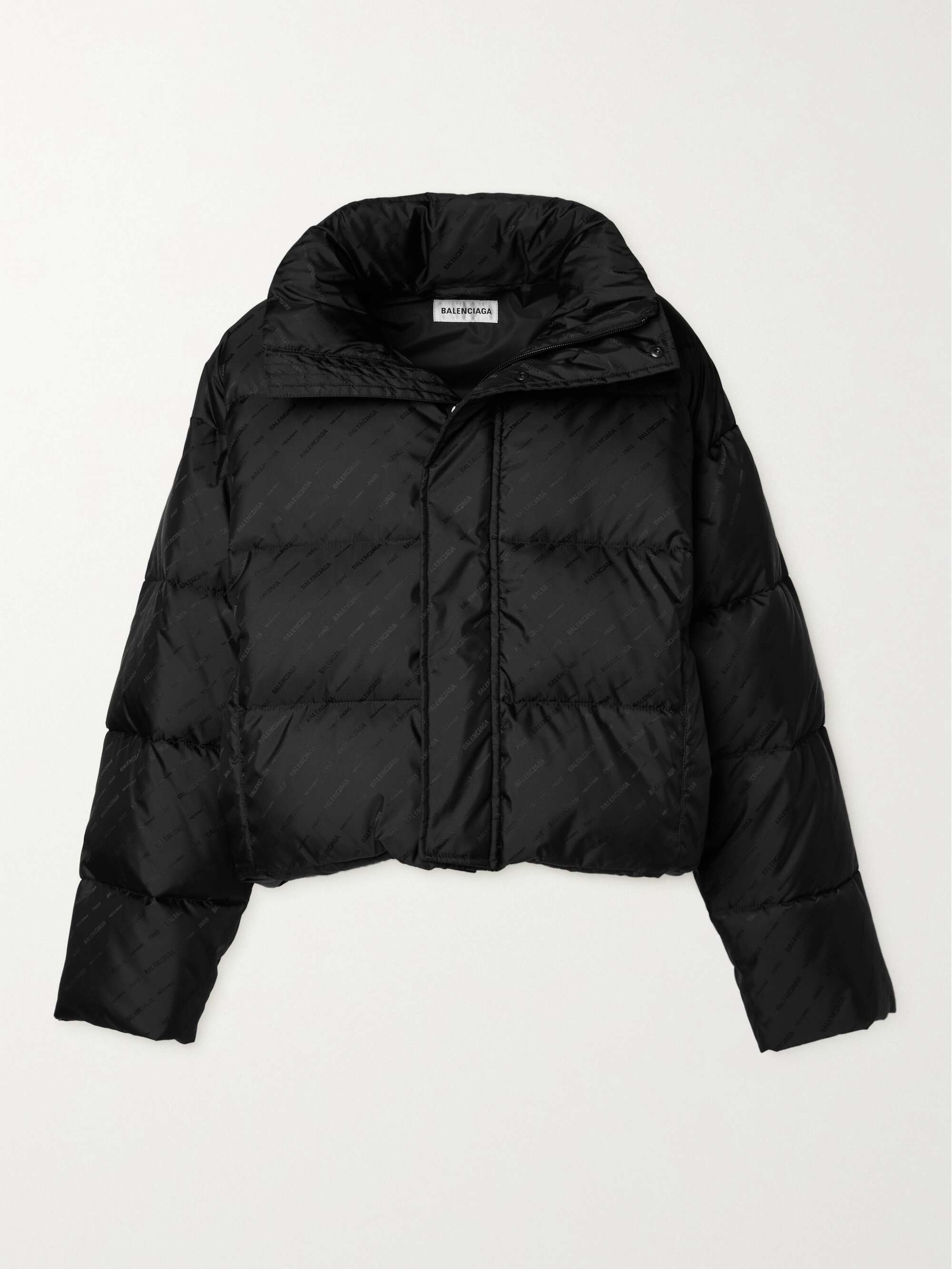 Cropped quilted padded shell-jacquard jacket view