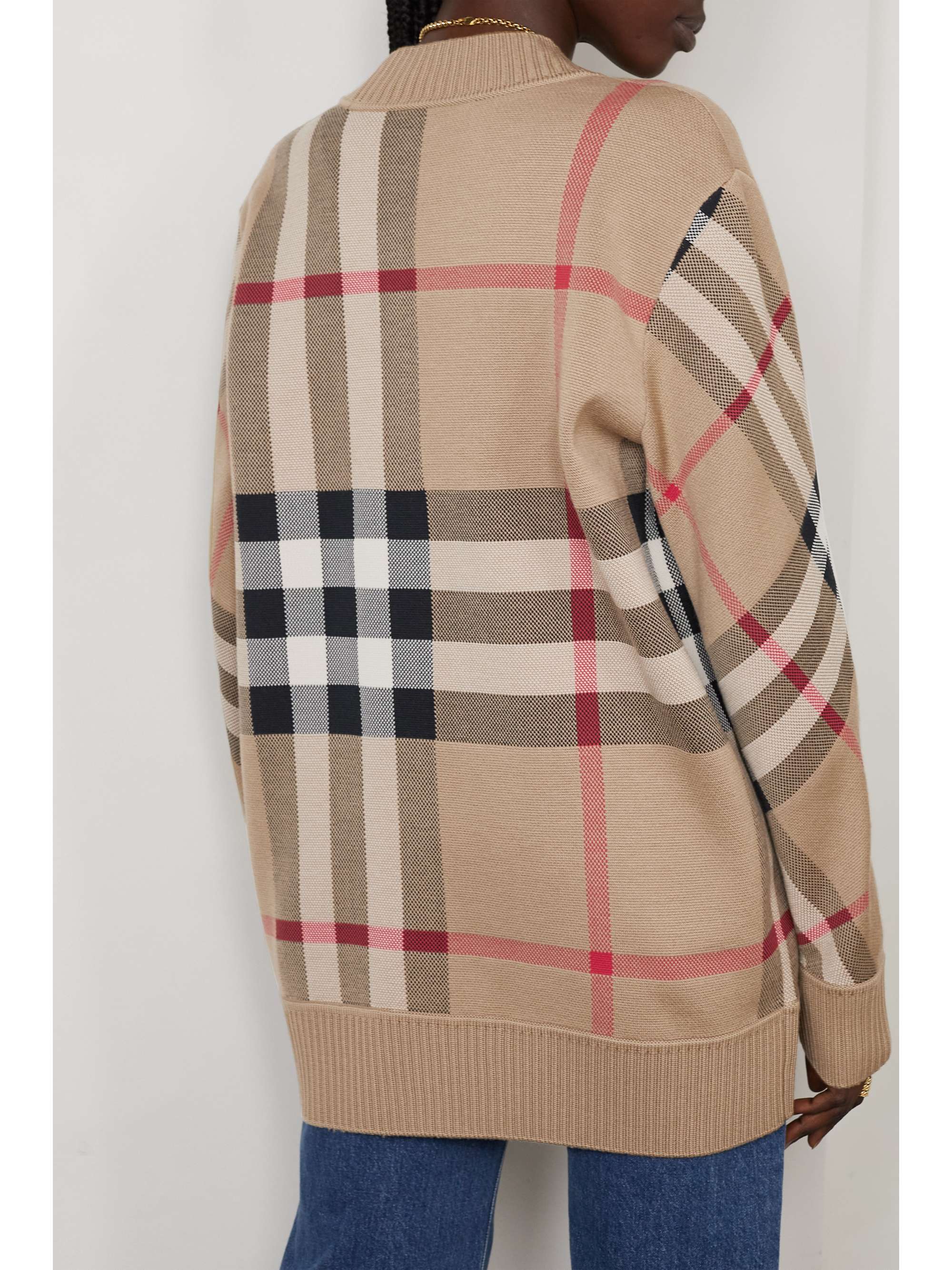Checked jacquard-knit cardigan view