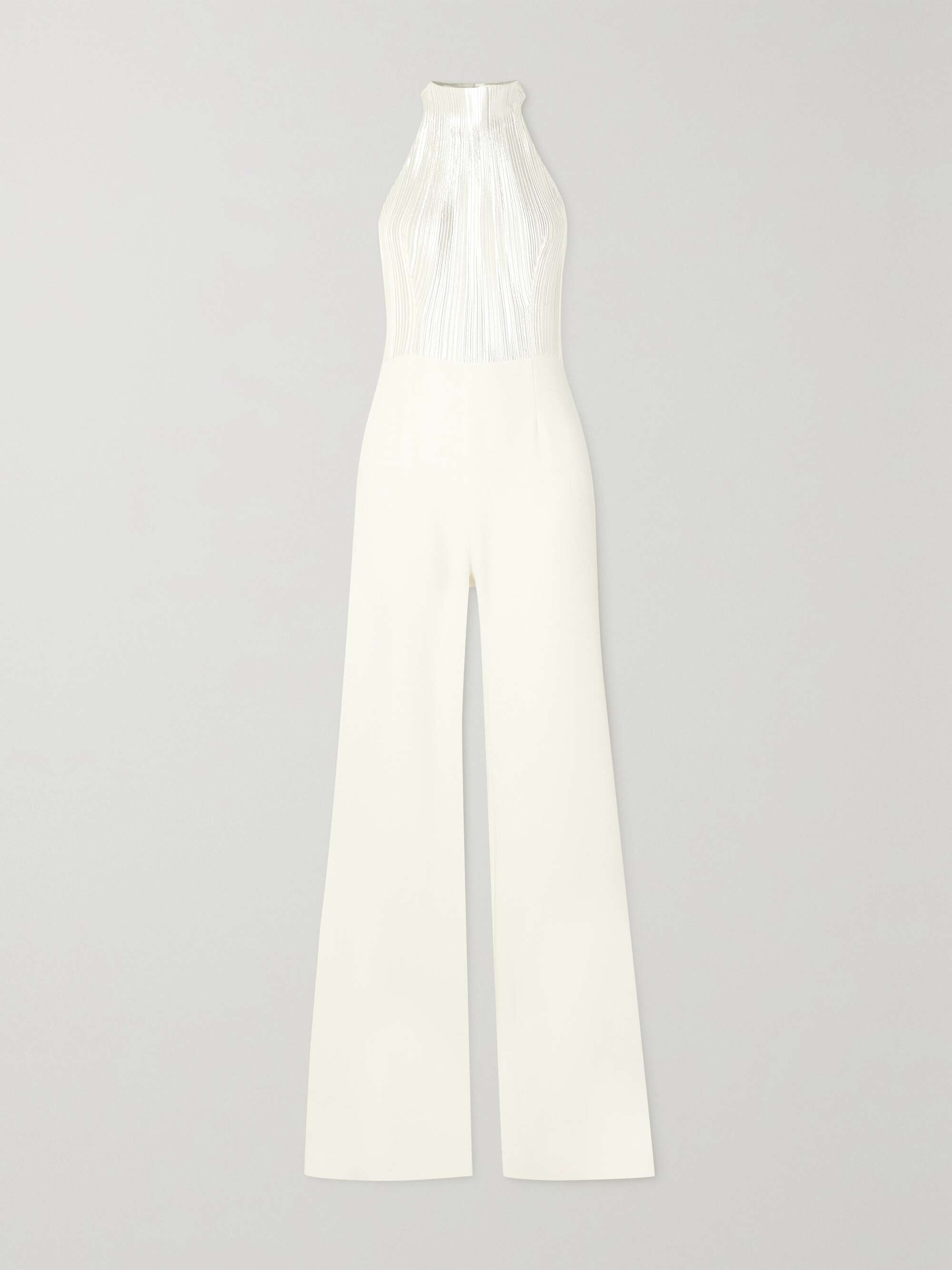 Panarea plissé-lamé and crepe halterneck jumpsuit view
