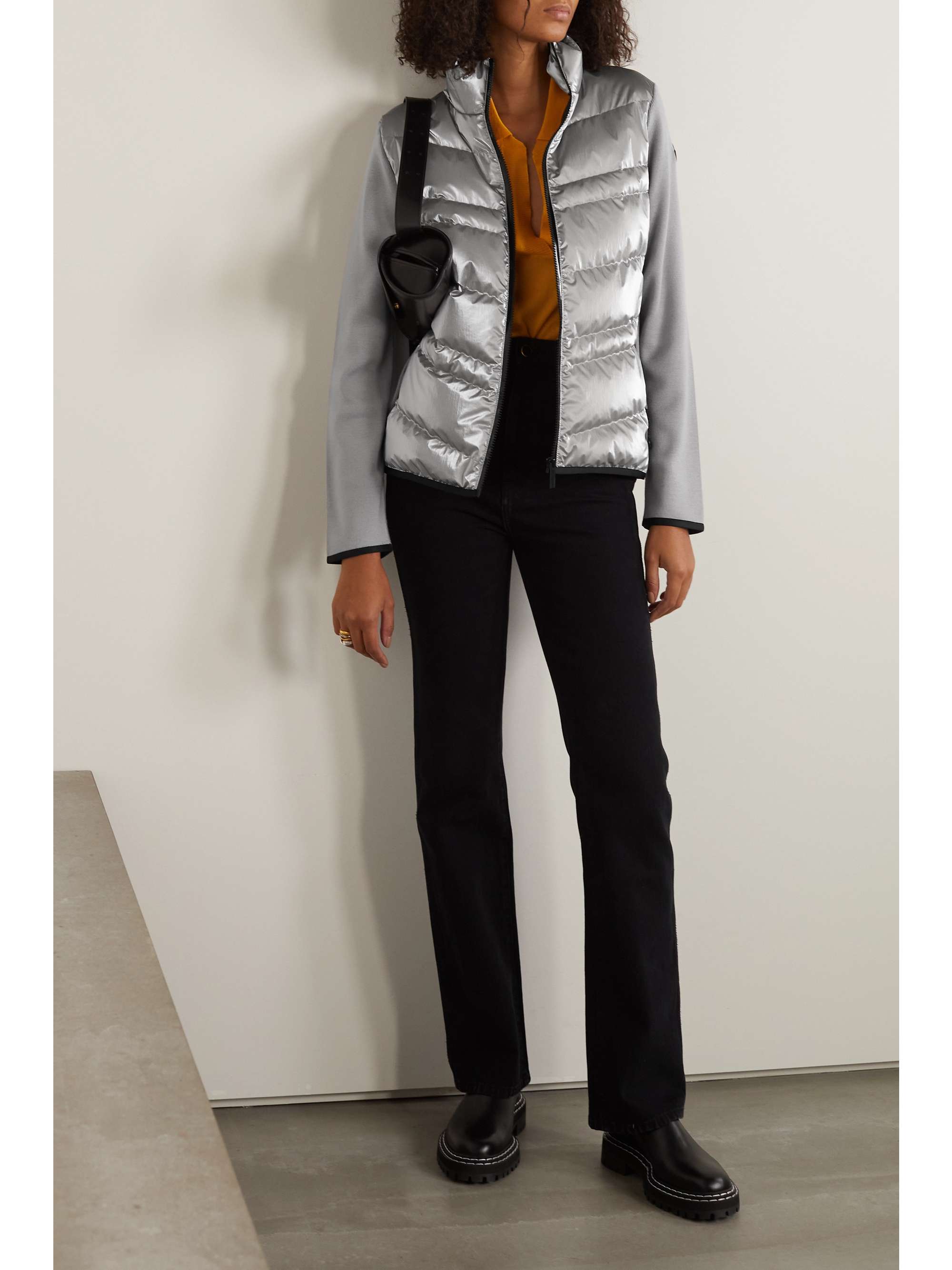Paneled wool-blend and quilted shell down jacket view