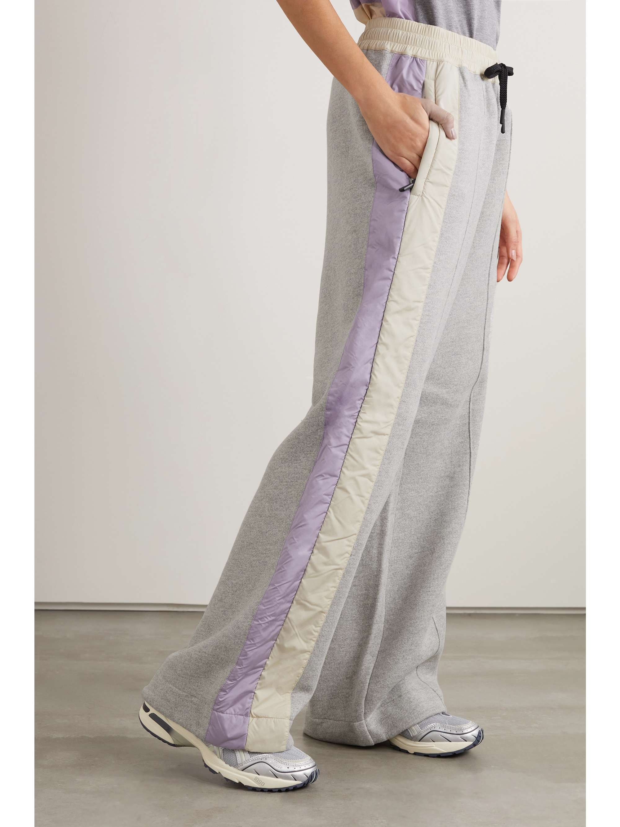 Shell-trimmed cotton-blend jersey track pants view