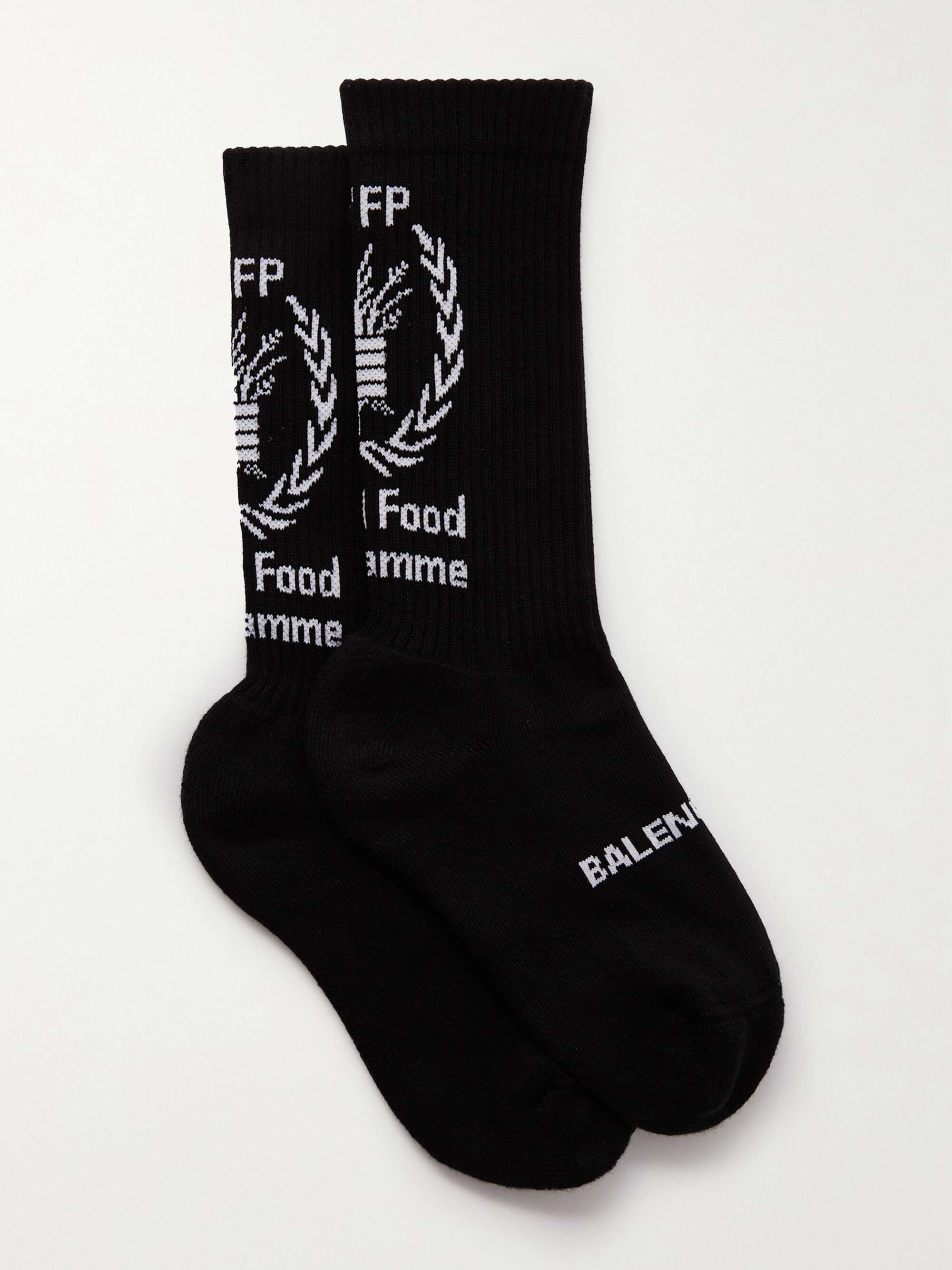 Ribbed intarsia cotton-blend socks view