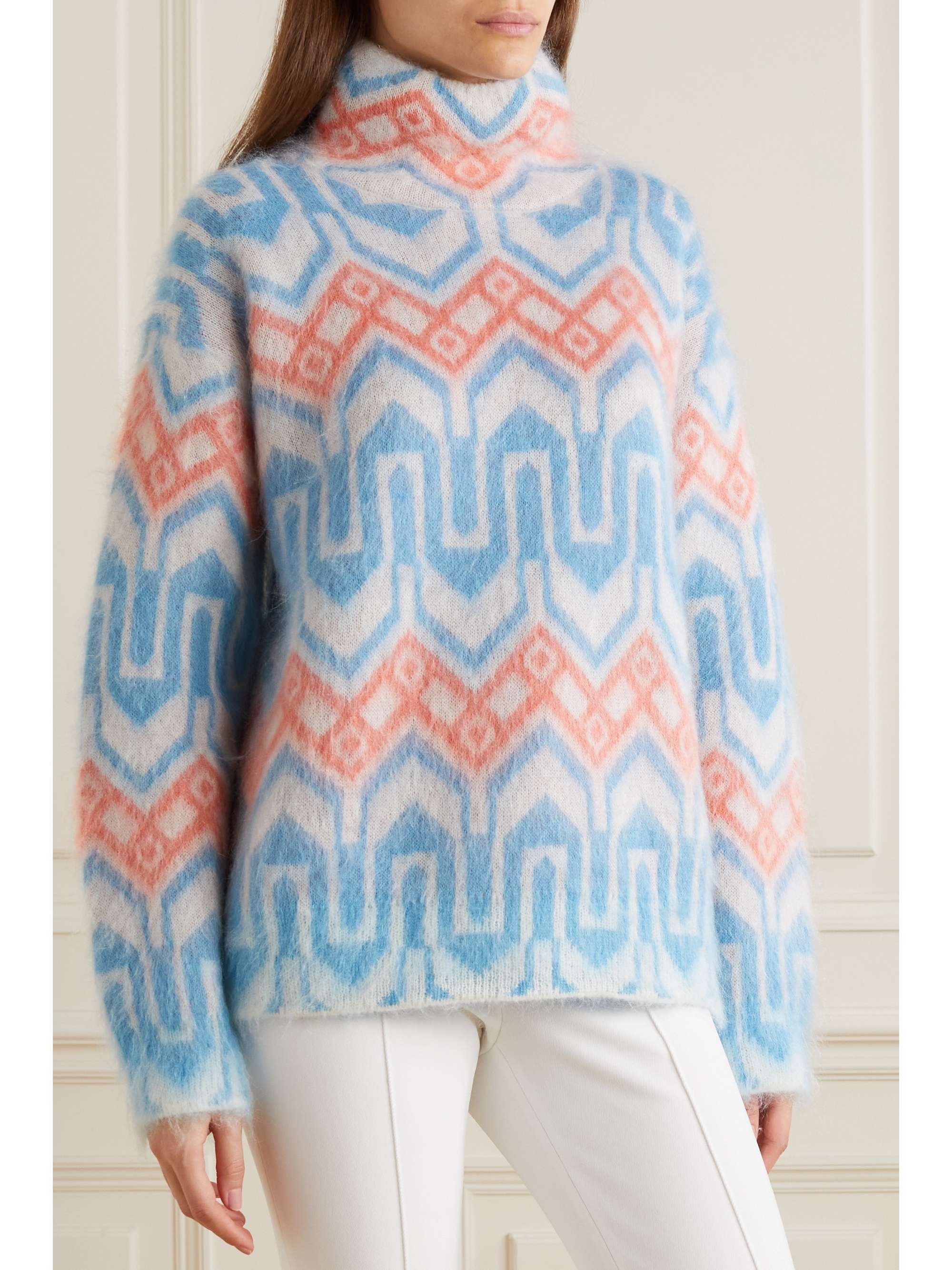 Jacquard-knit mohair-blend turtleneck sweater view