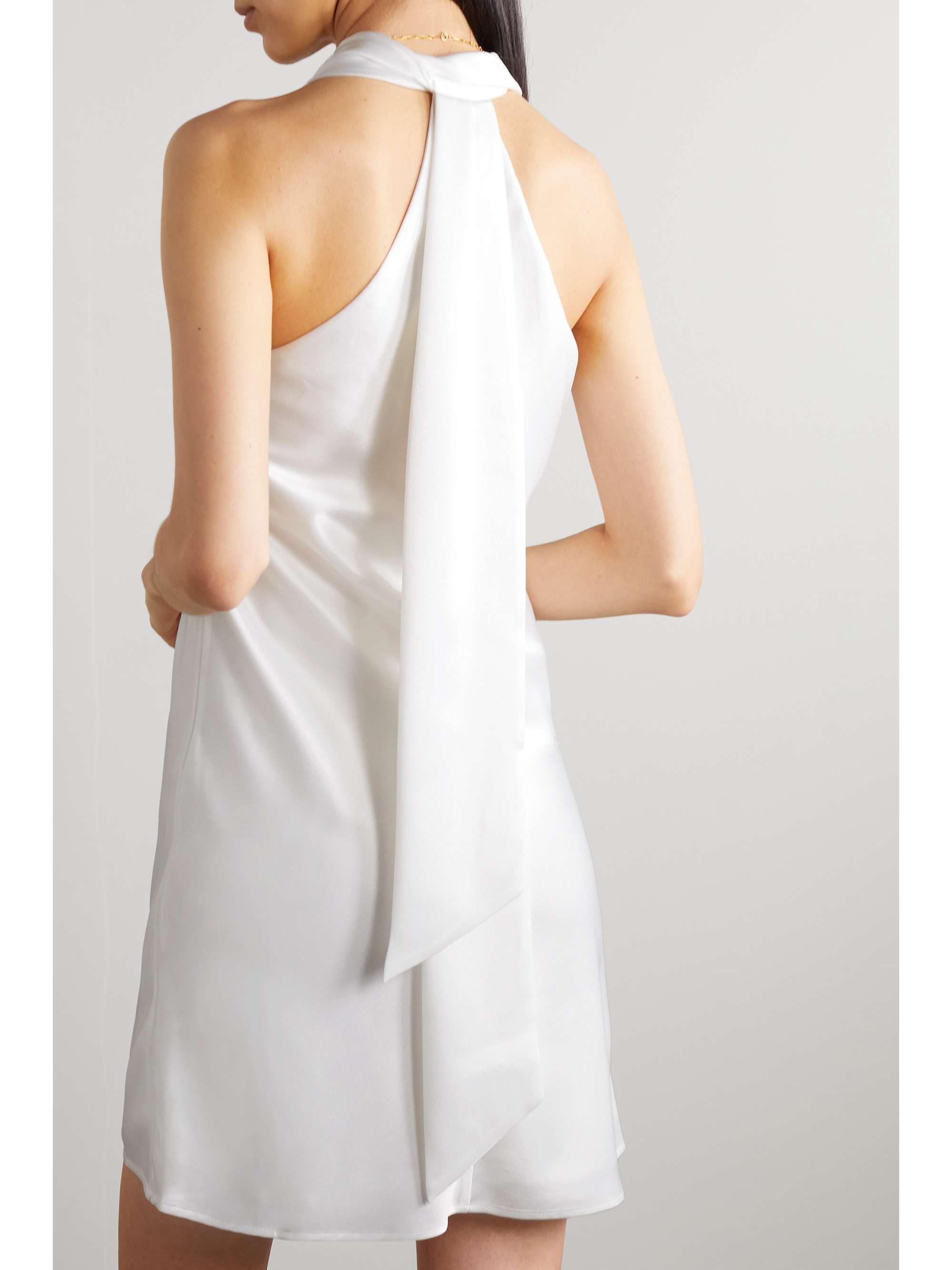 Pandora tie-detailed satin halterneck mini dress view