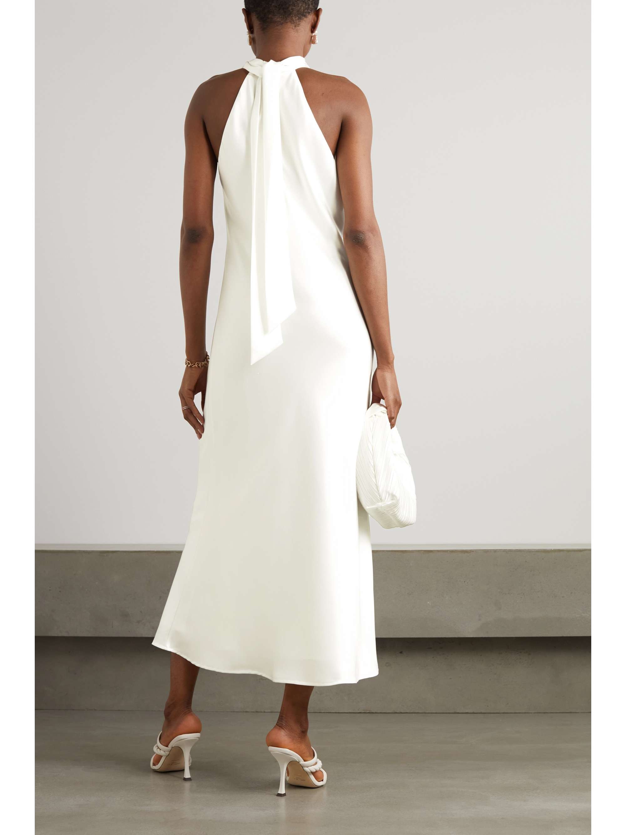 Sienna halterneck satin midi dress view