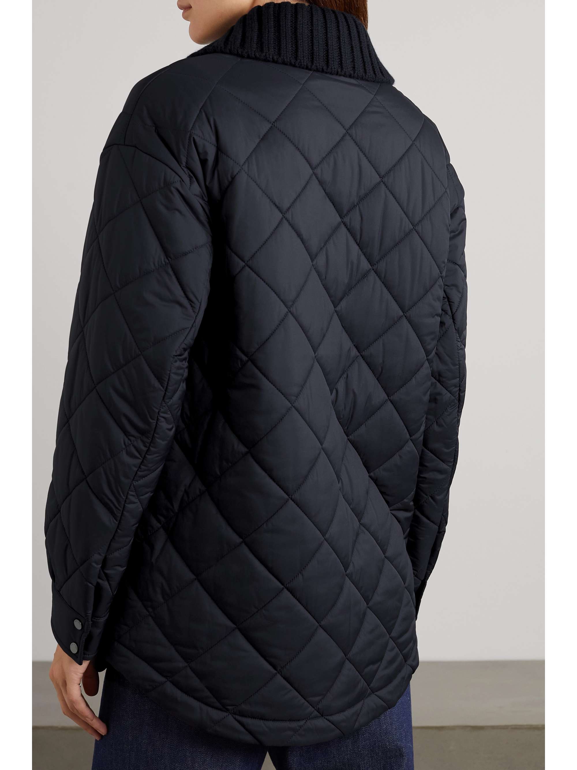 Rocar ribbed cashmere-trimmed quilted shell coat view