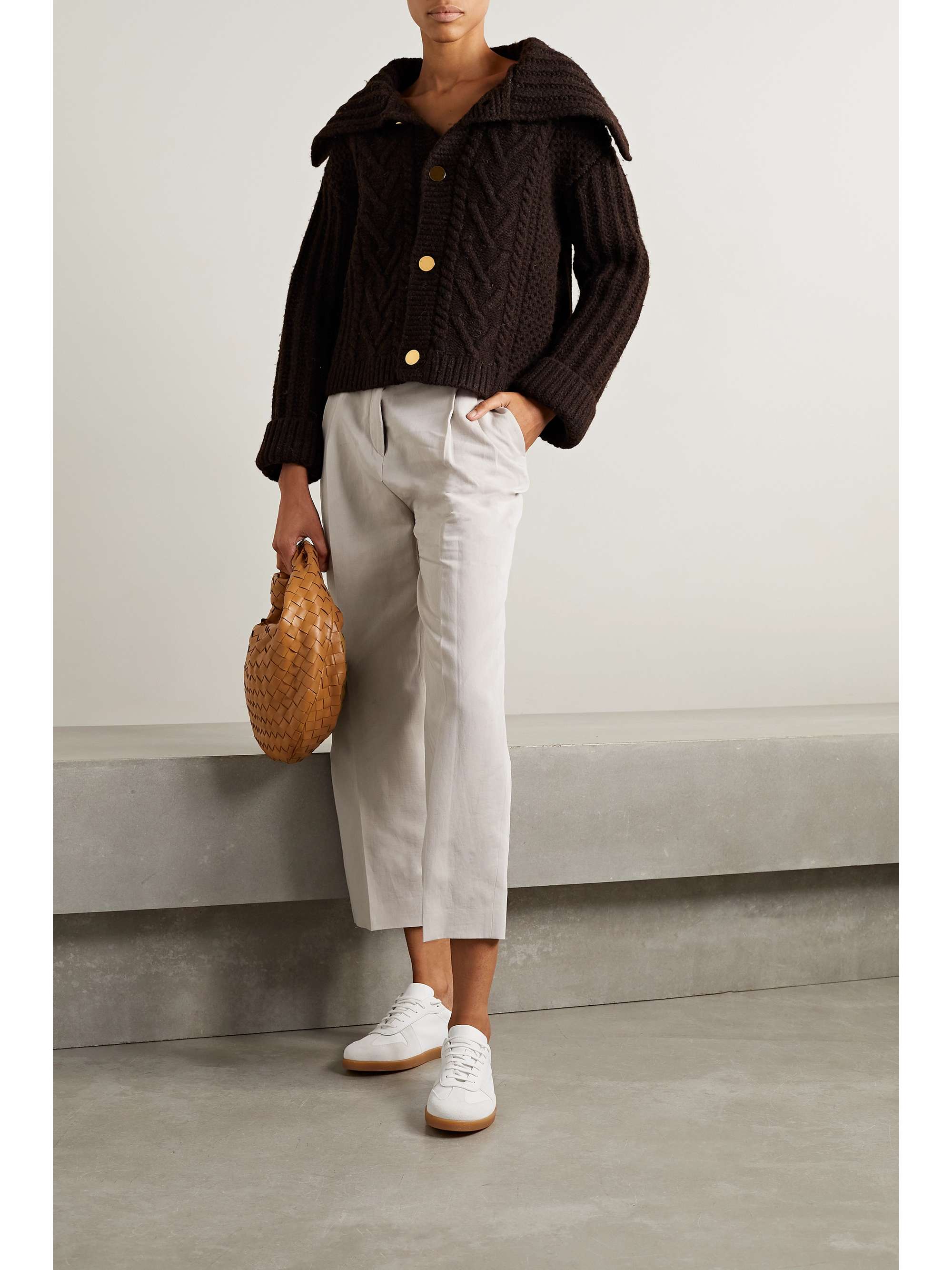 Wybie cropped pleated wool-blend twill wide-leg pants view