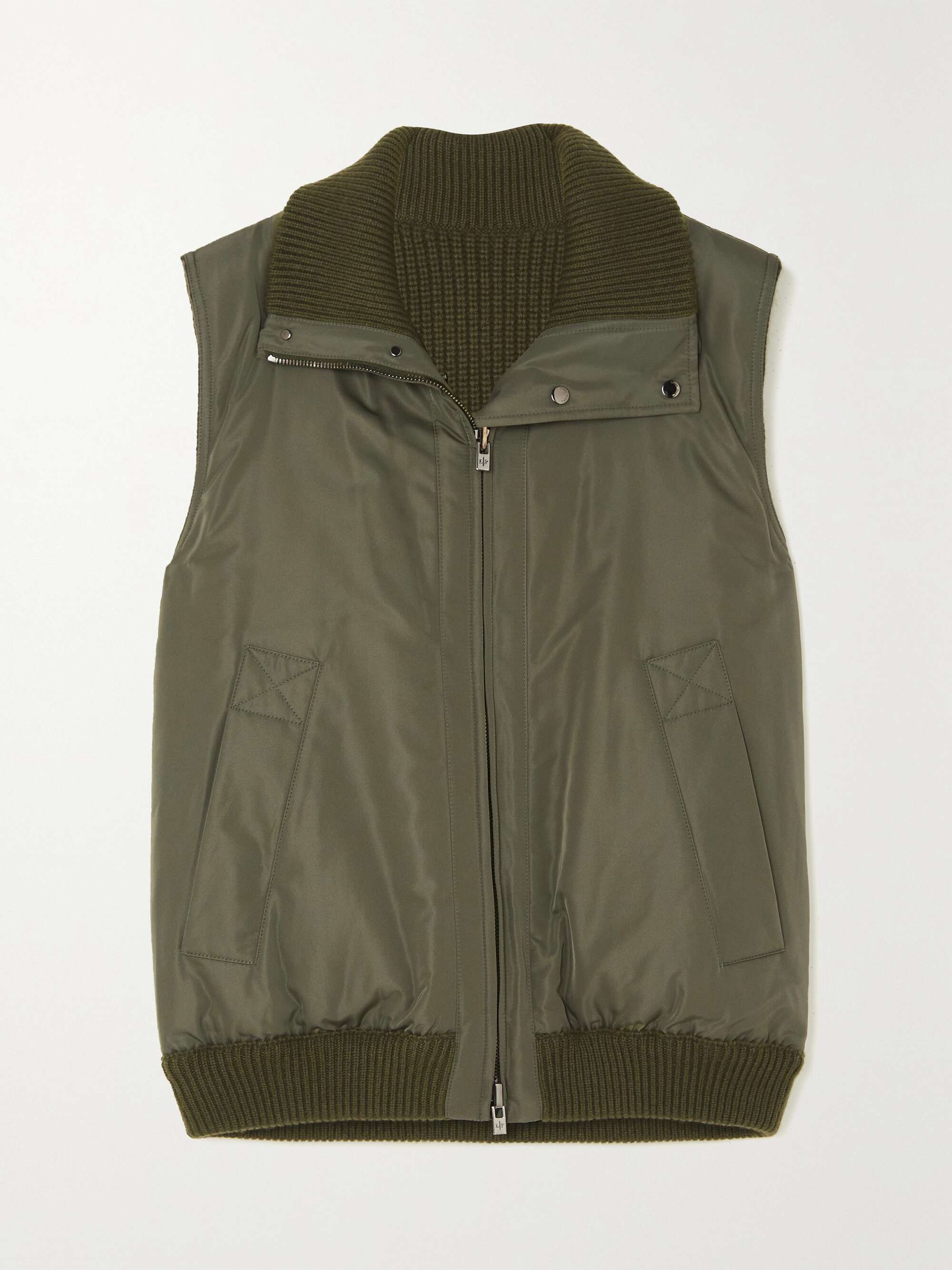 Everdeen padded shell and silk-blend vest view